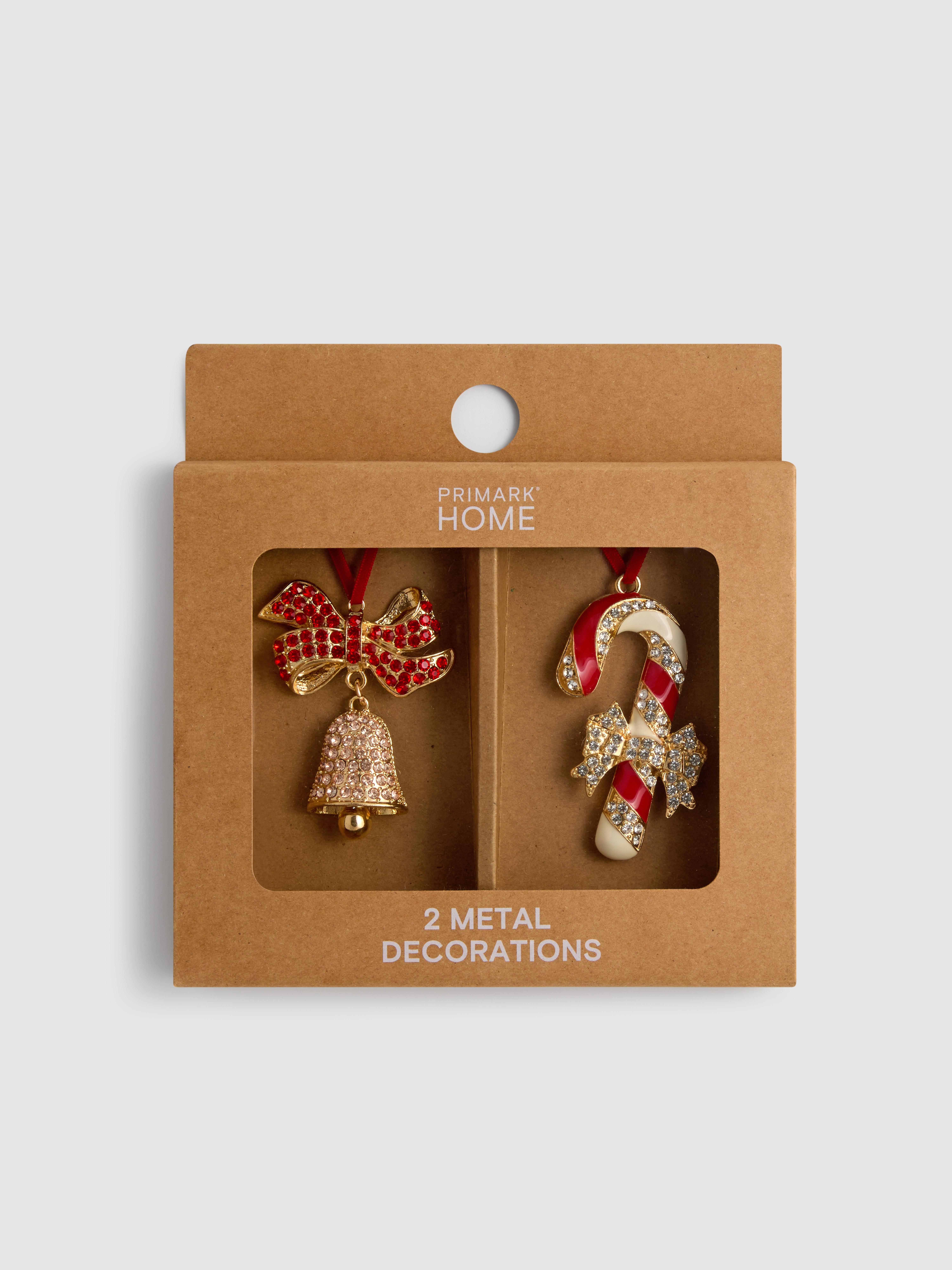 2pk Diamonté Hanging Christmas decorations