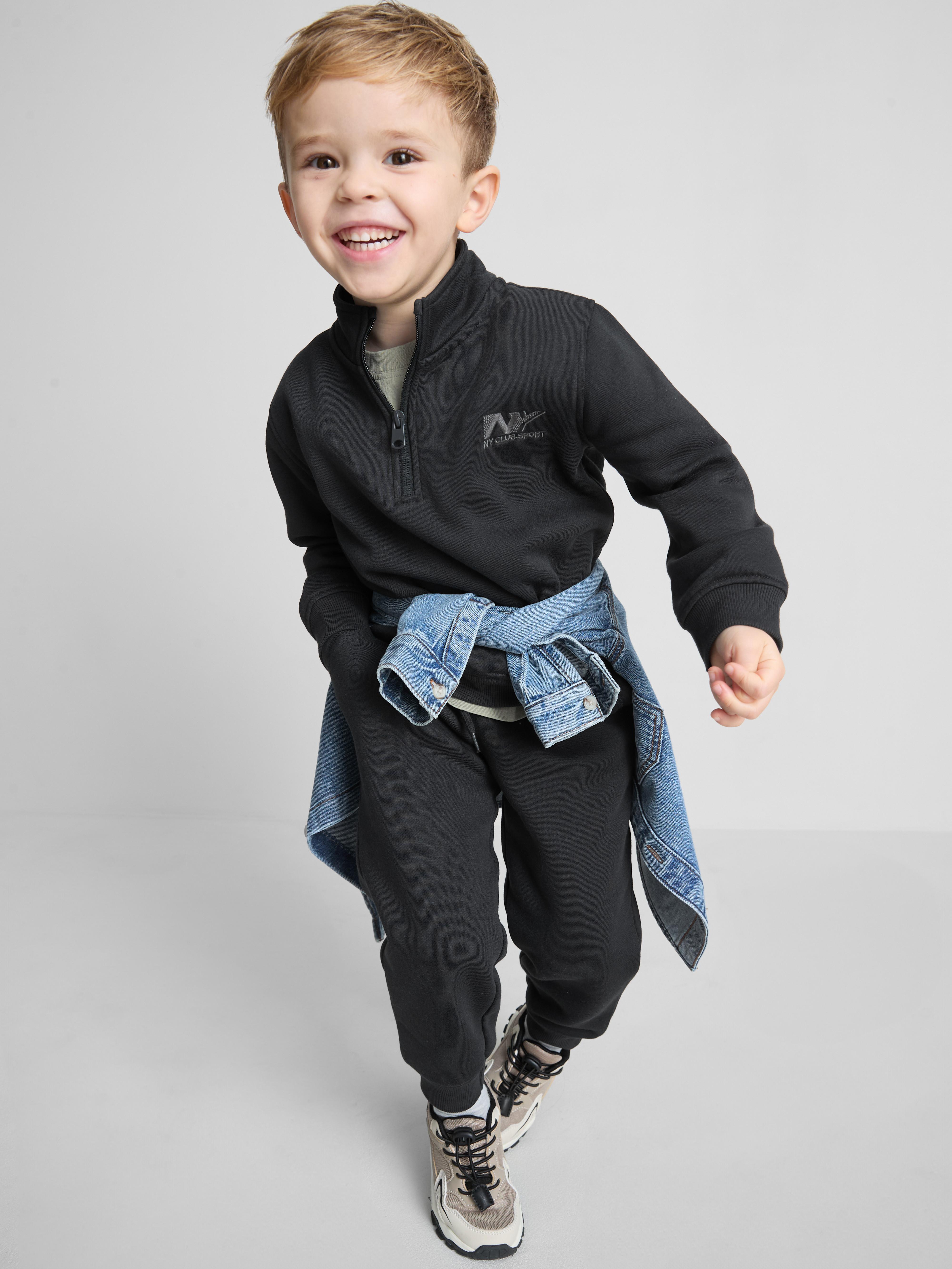 Boys Black 1.5-8yrs | Funnel Neck Sweatshirt and Cuffed Joggers Set