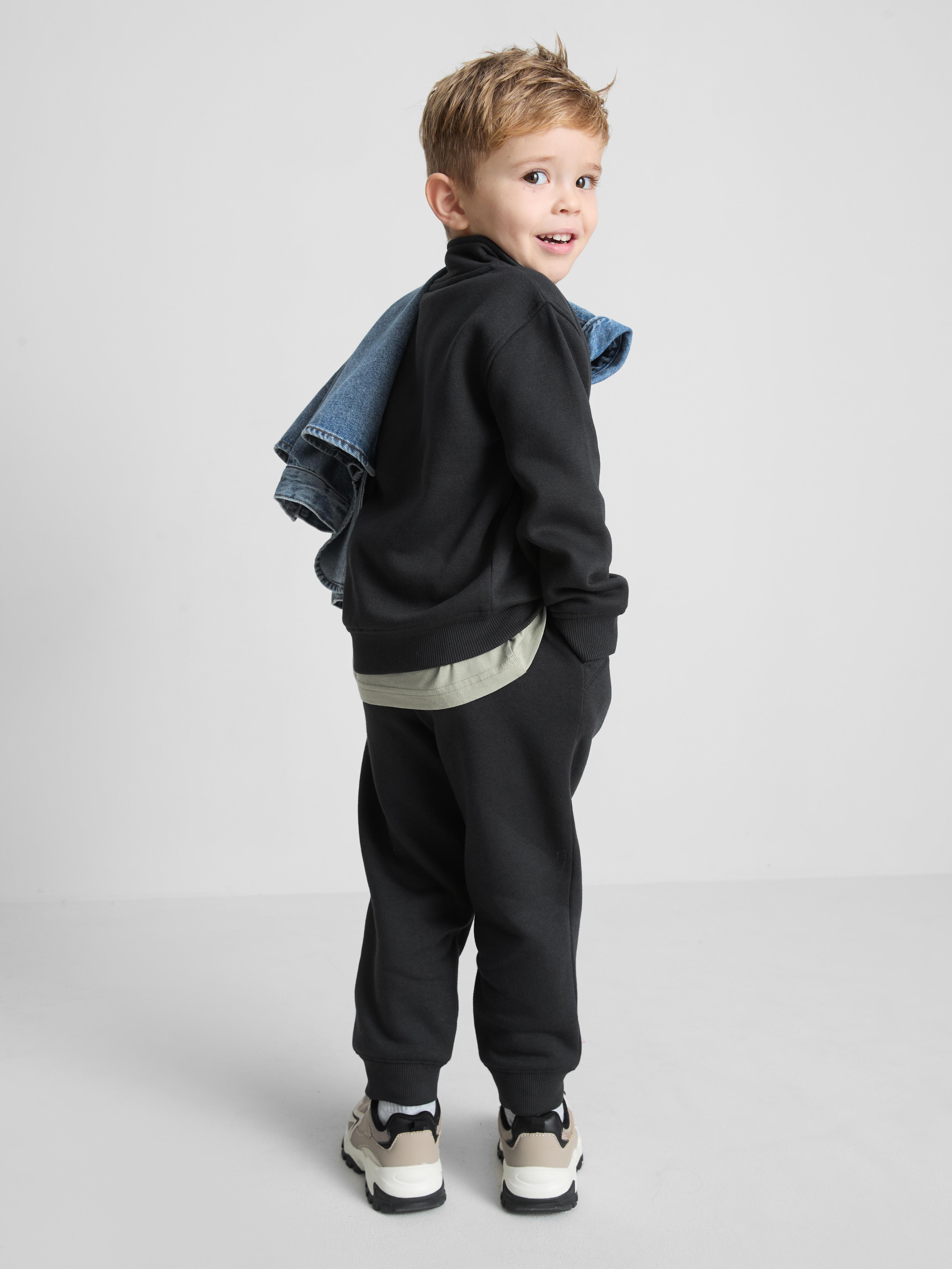 Boys Black 1.5-8yrs | Funnel Neck Sweatshirt and Cuffed Joggers Set
