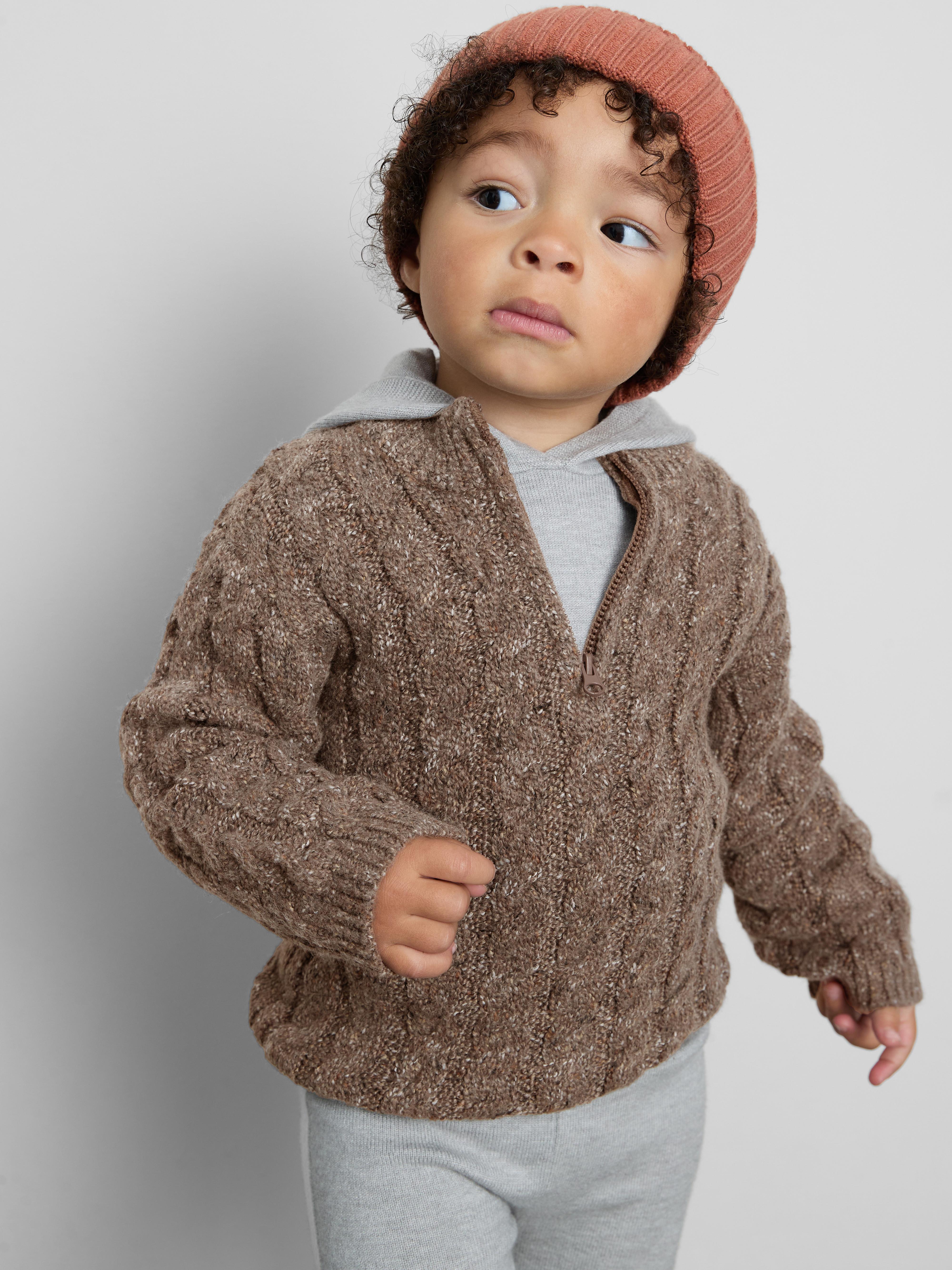 0-36 mois | Pull en maille torsadée à col zippé
