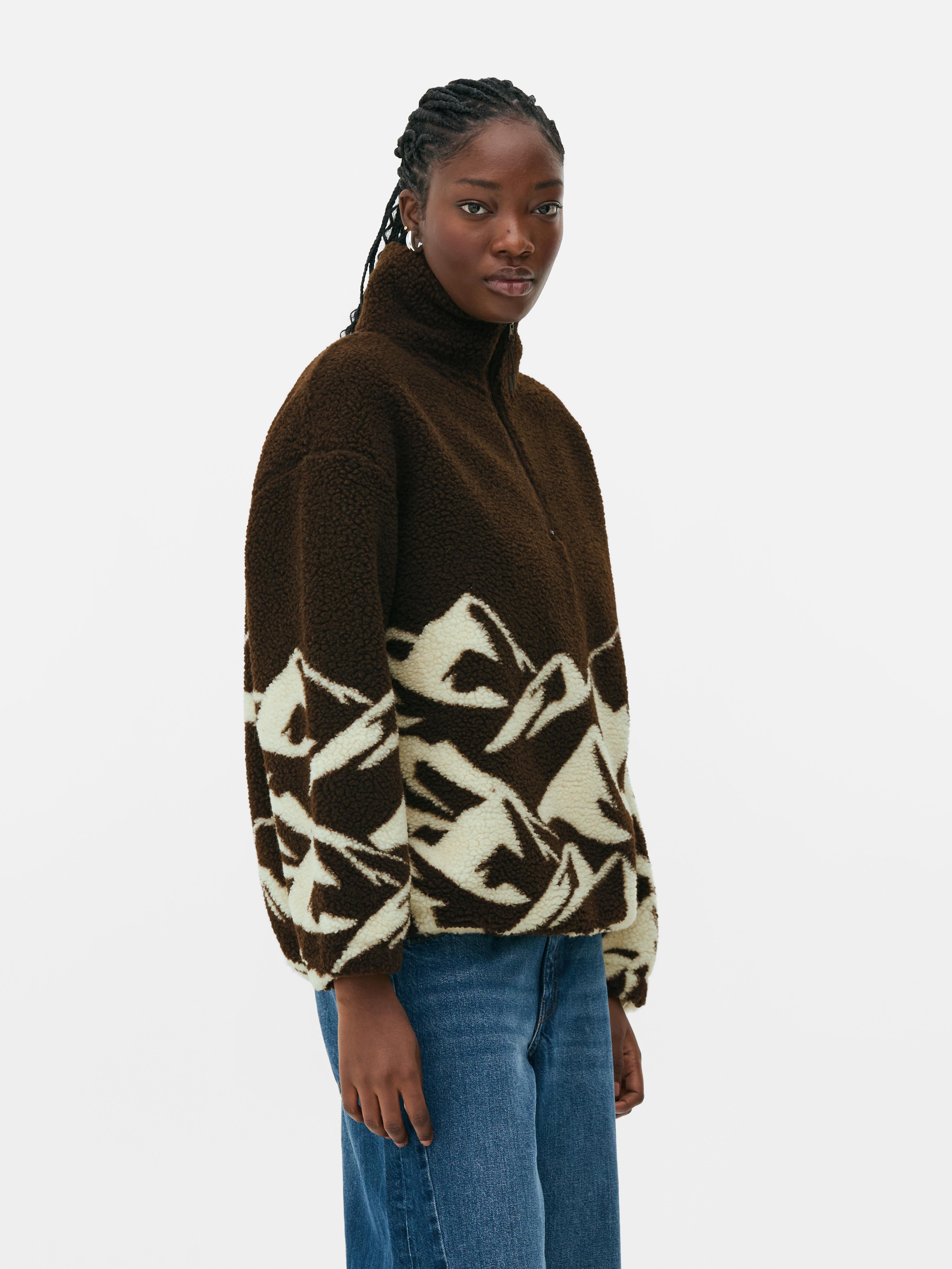 Printed Borg Half Zip Fleece