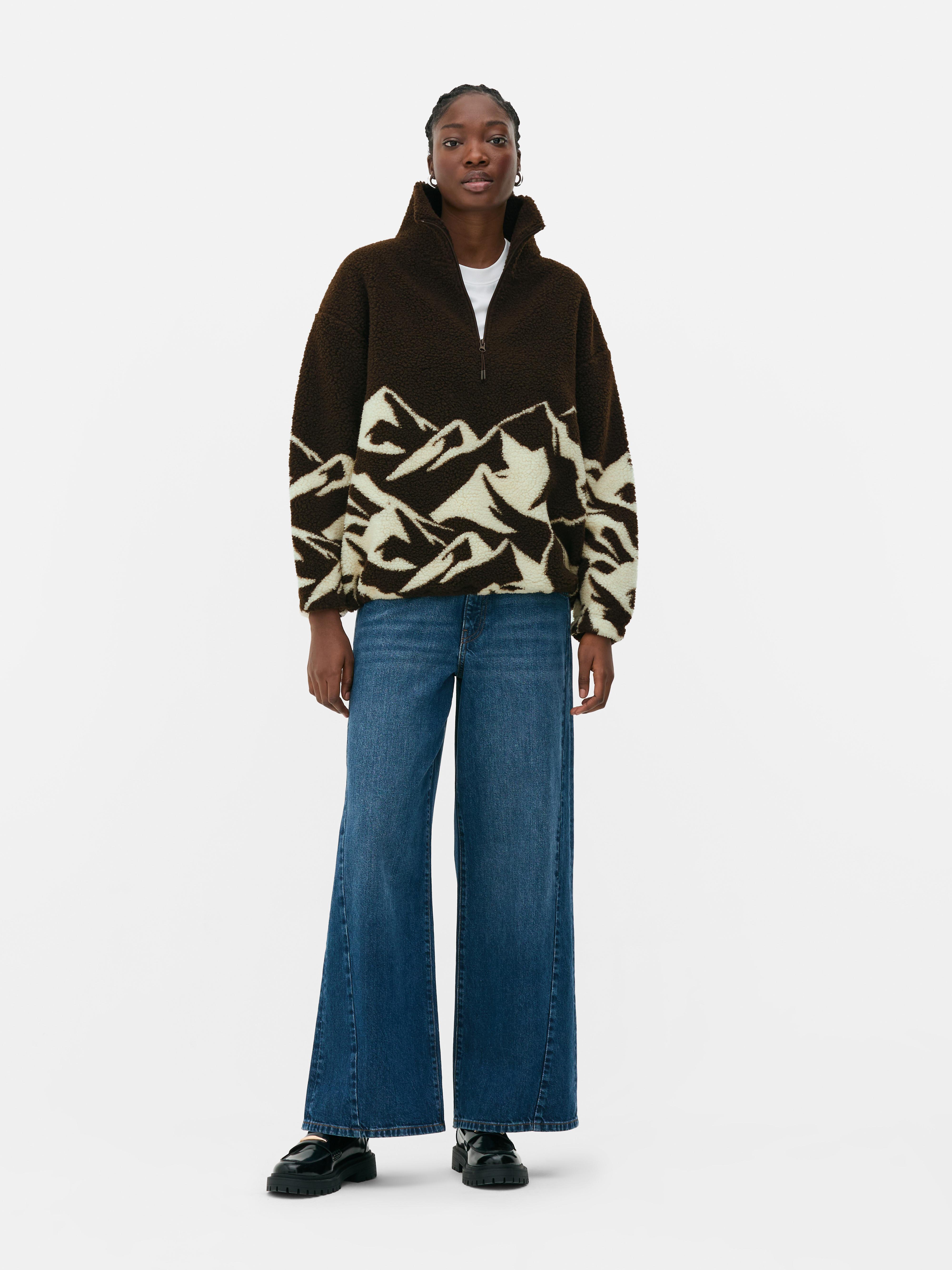 Printed Borg Half Zip Fleece