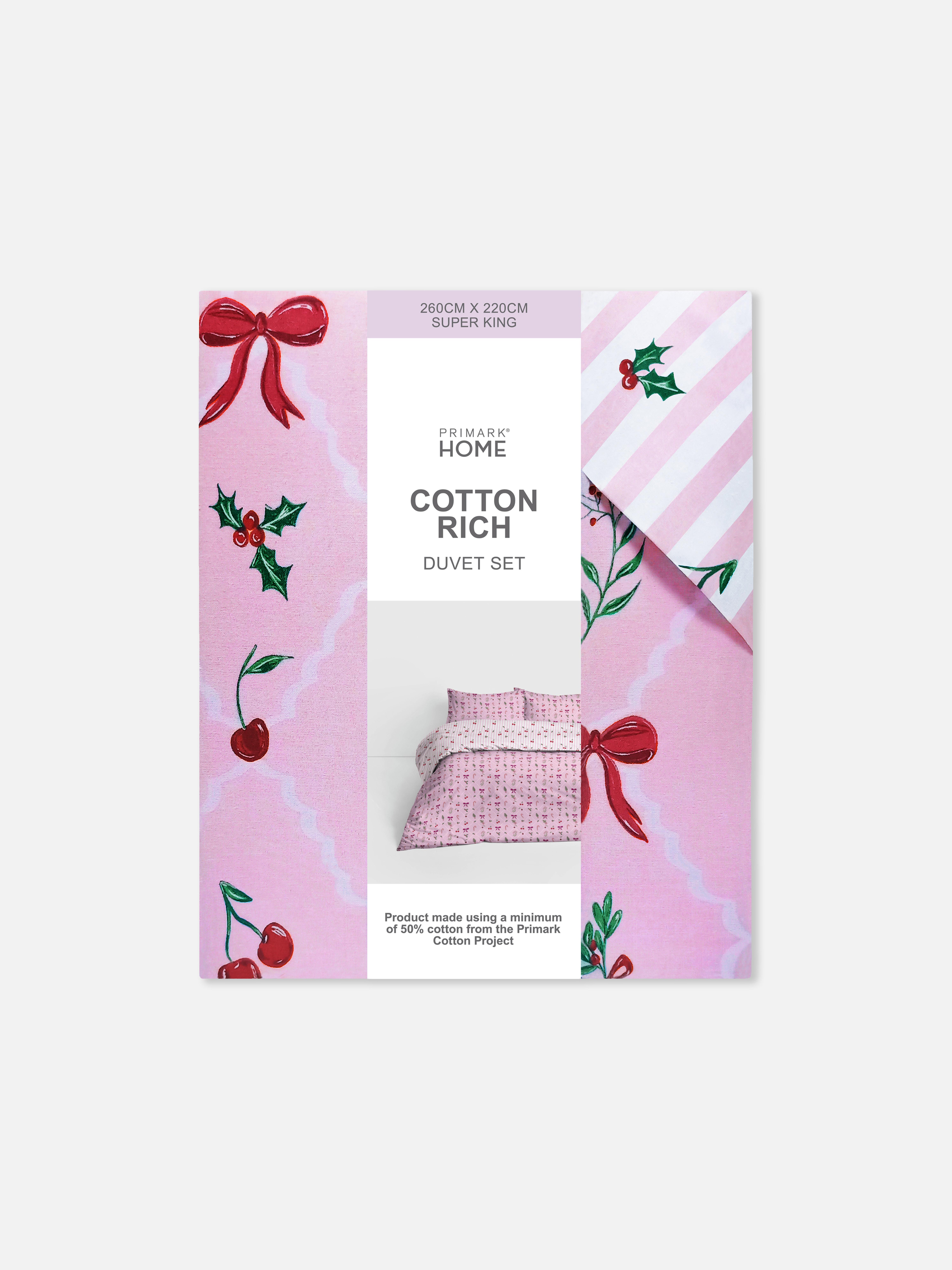 Conjunto capa edredão Super King laço baga Natal