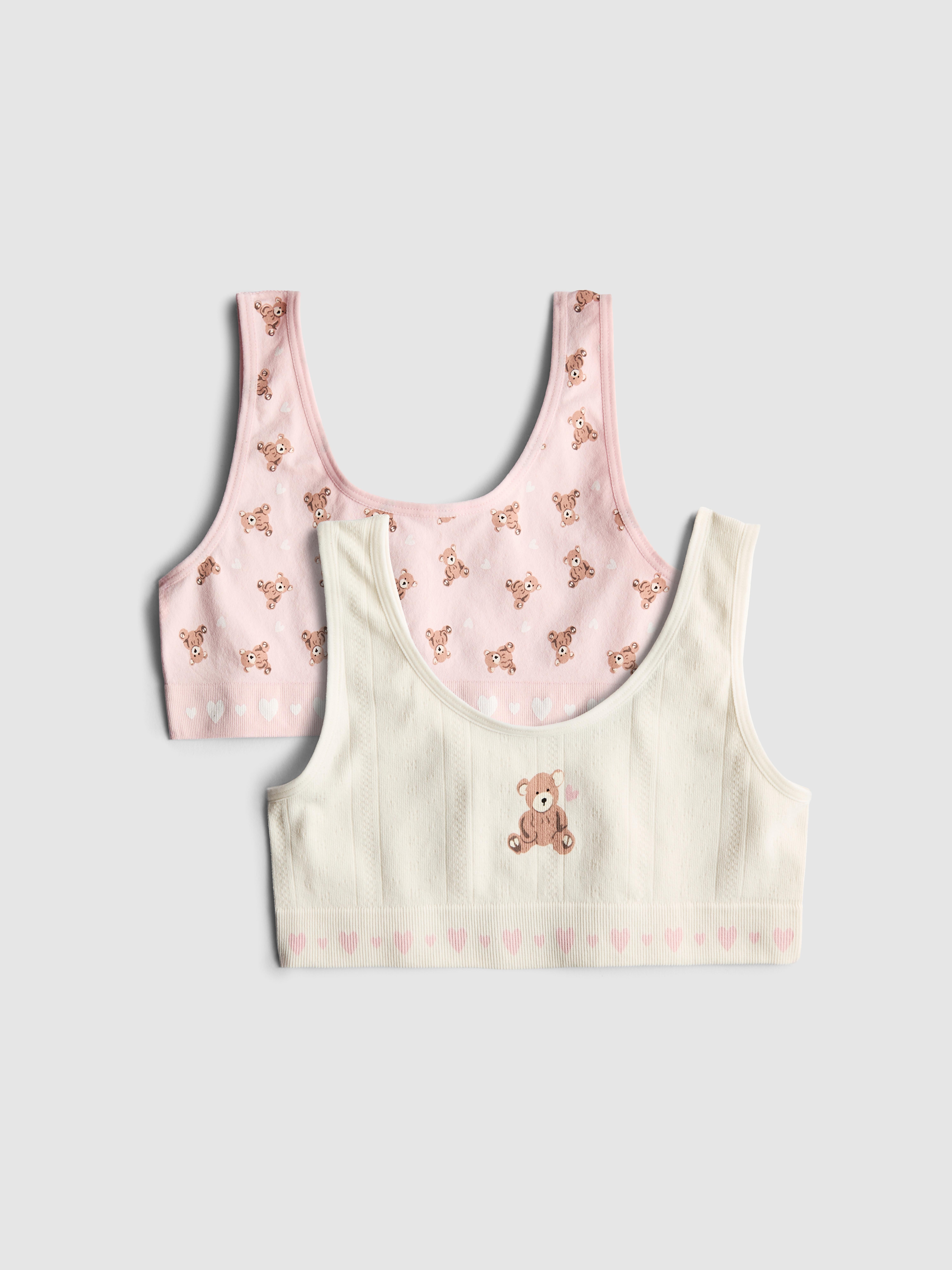 7-15yrs | 2pk Seamless Teddy Bear Graphic Cropped Tops