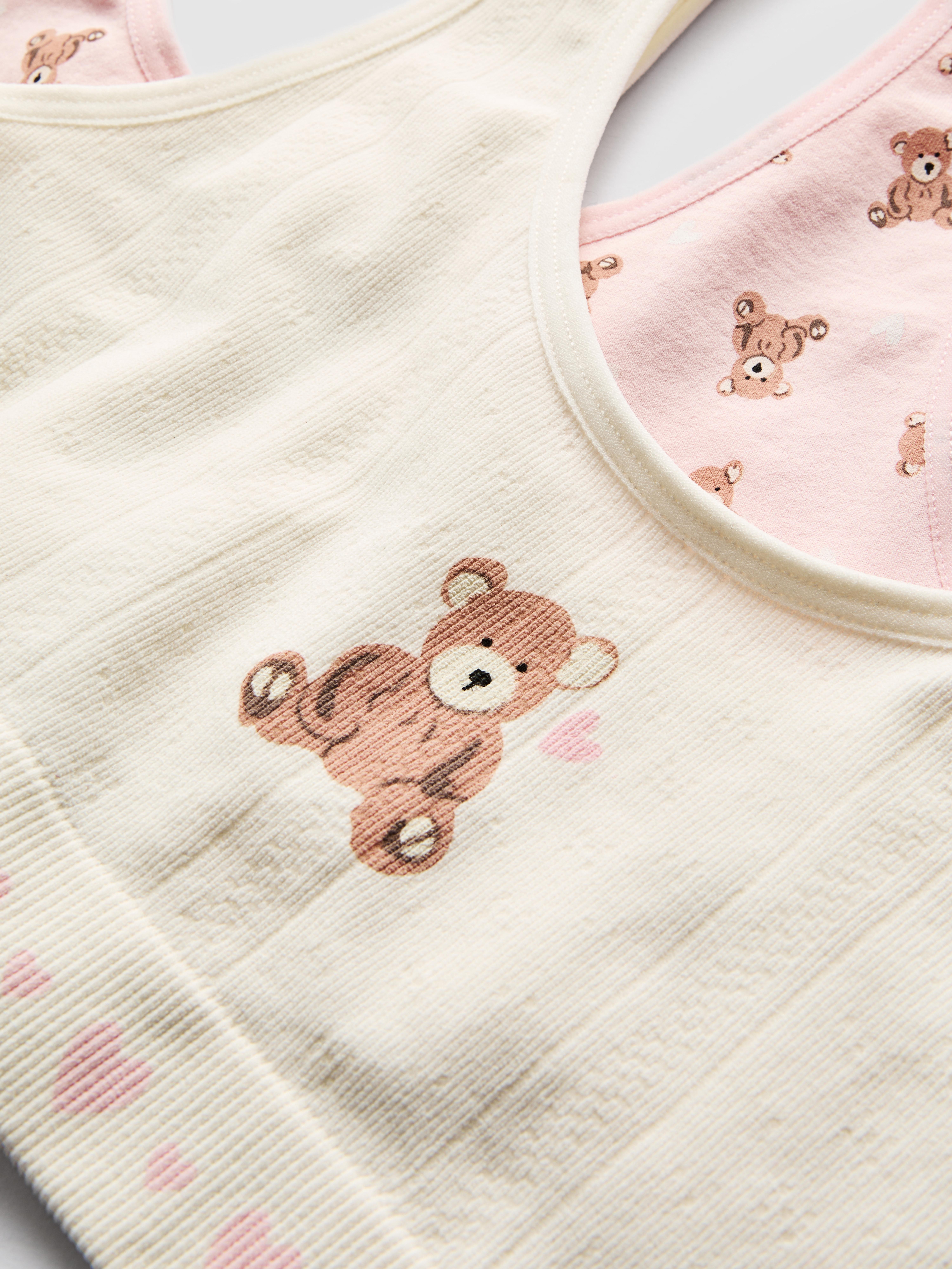 7-15yrs | 2pk Seamless Teddy Bear Graphic Cropped Tops