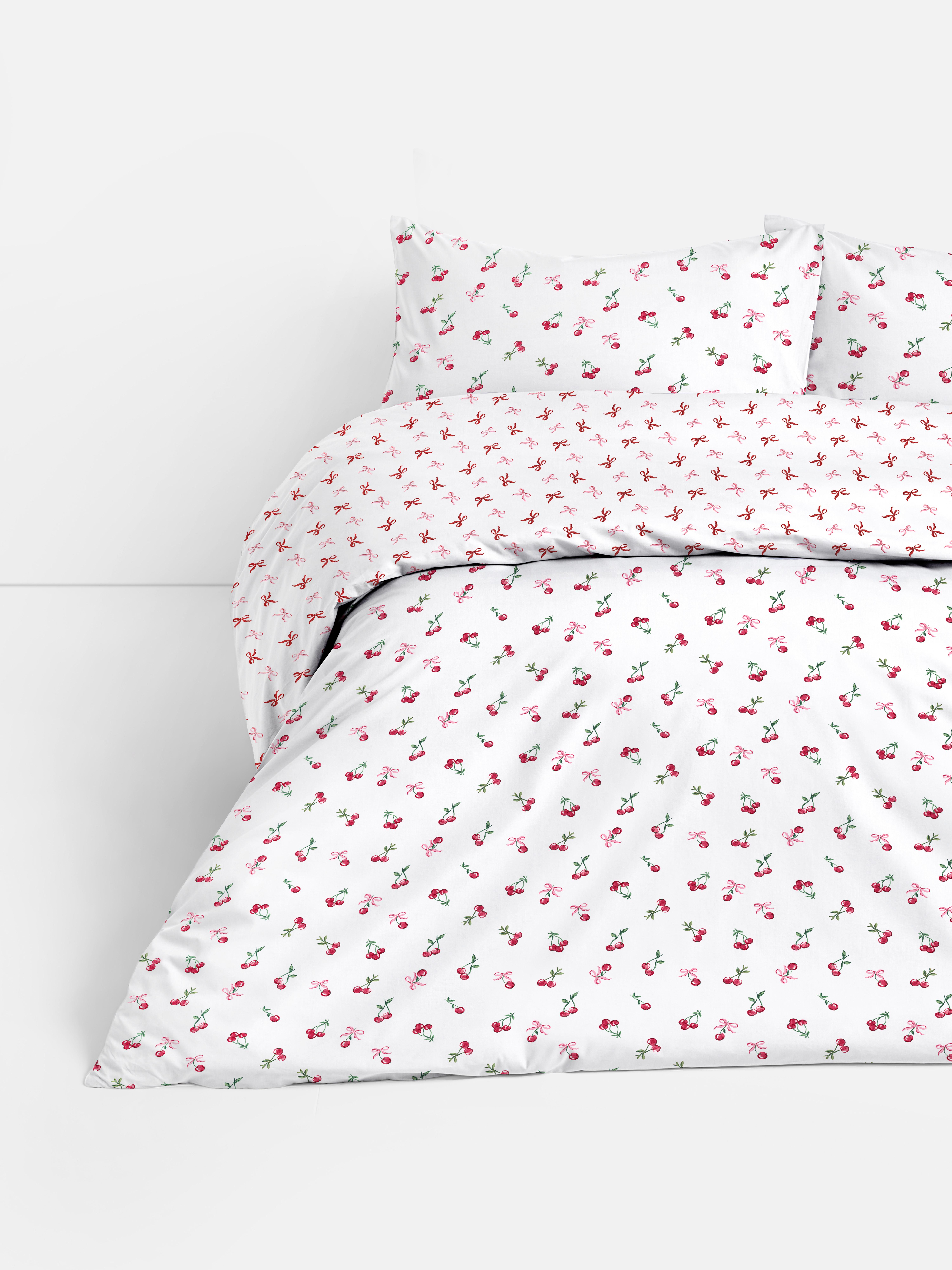 Conjunto edredão casal cerejas laços