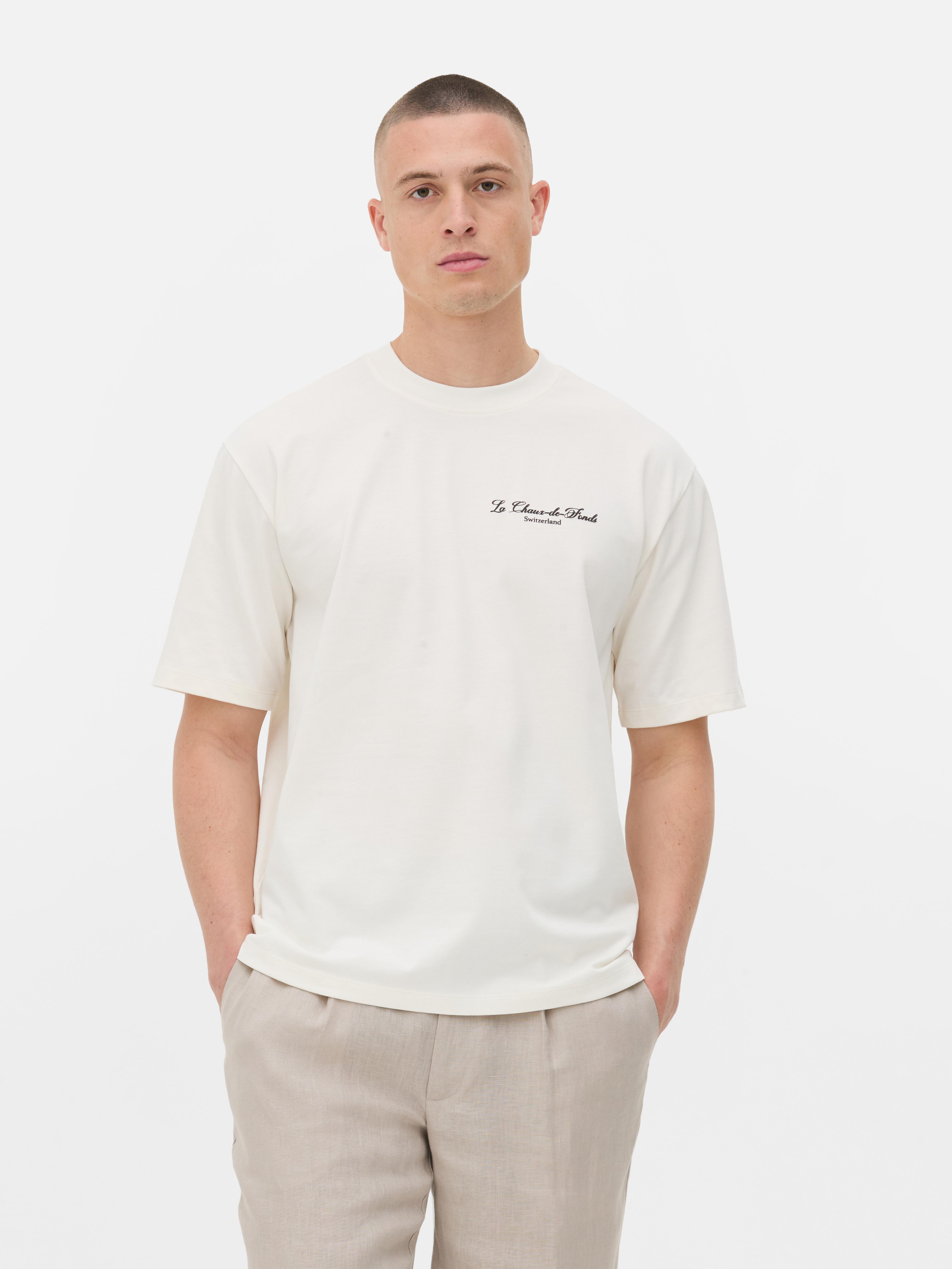 T-shirt gráfico relógio suíço