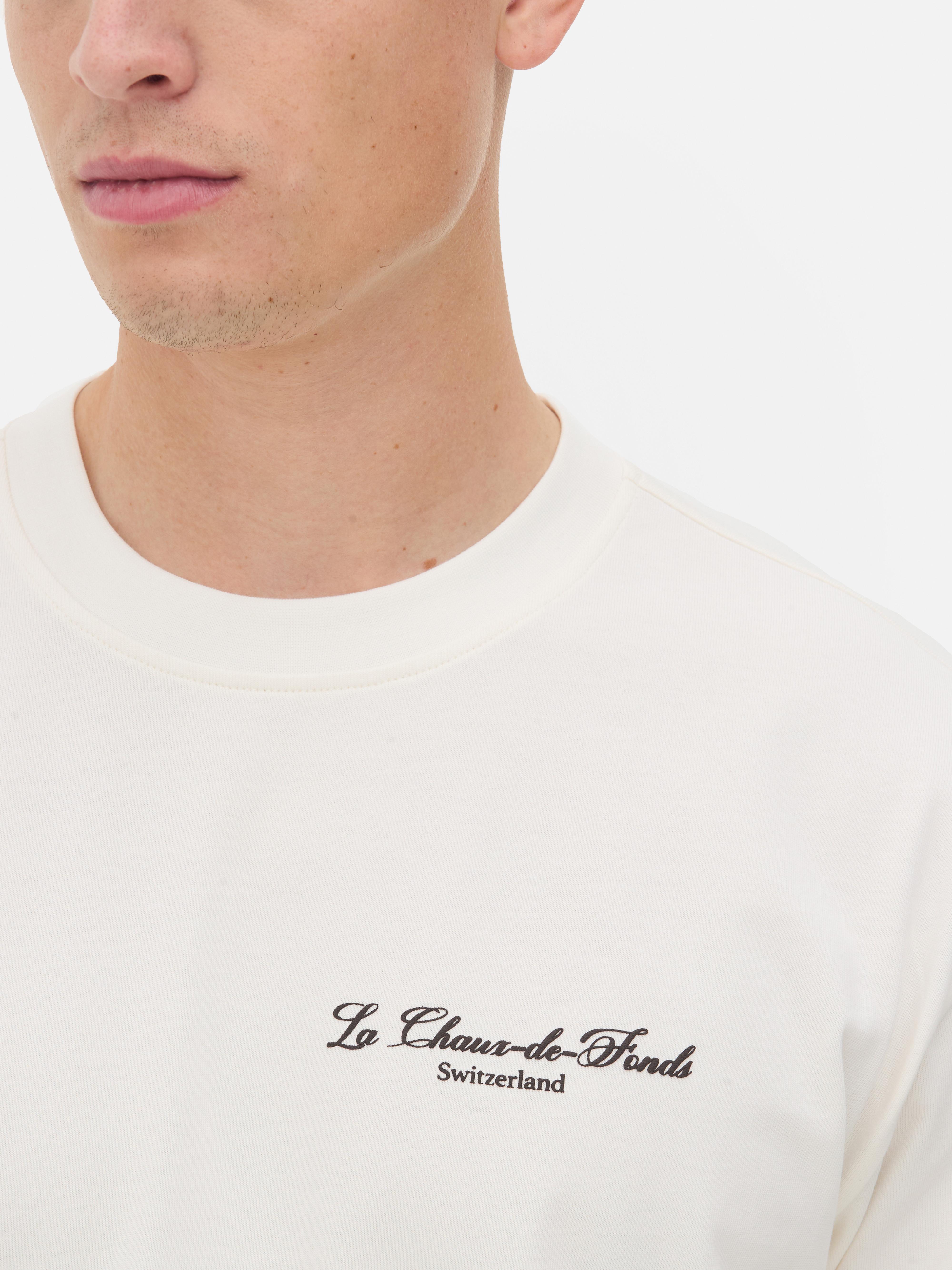 T-shirt gráfico relógio suíço