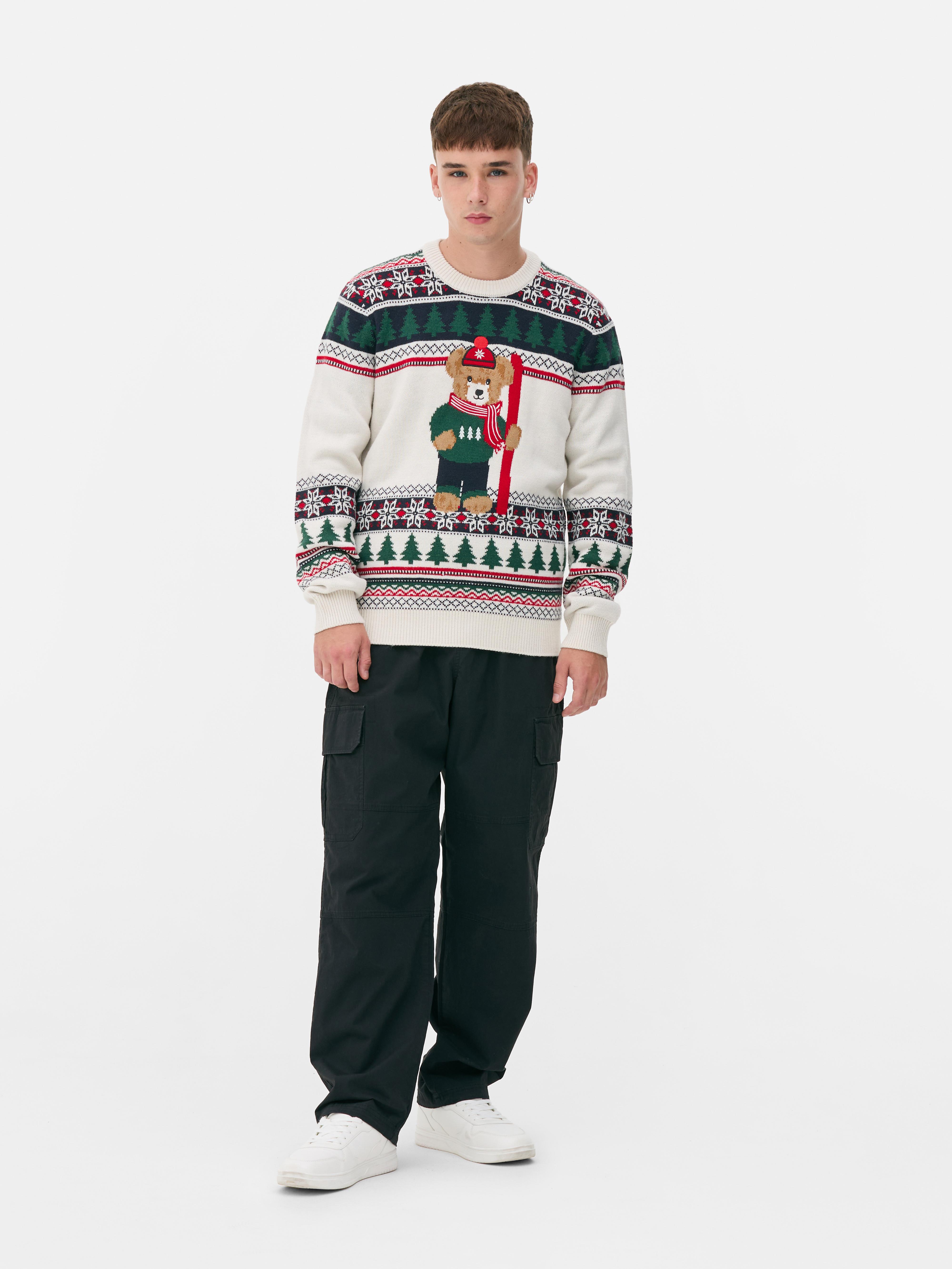 Fairisle-kersttrui met teddybeer