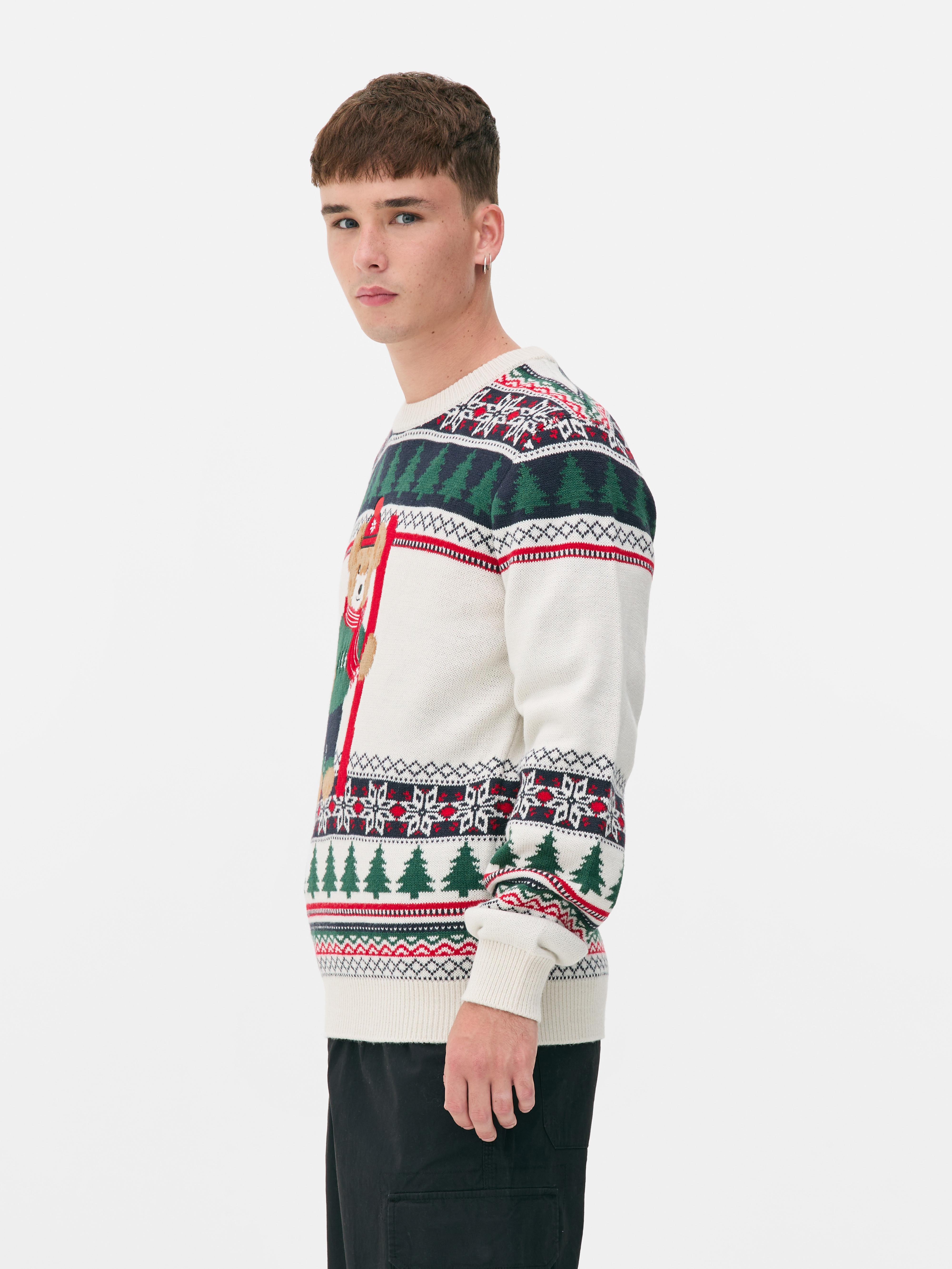 Fairisle-kersttrui met teddybeer