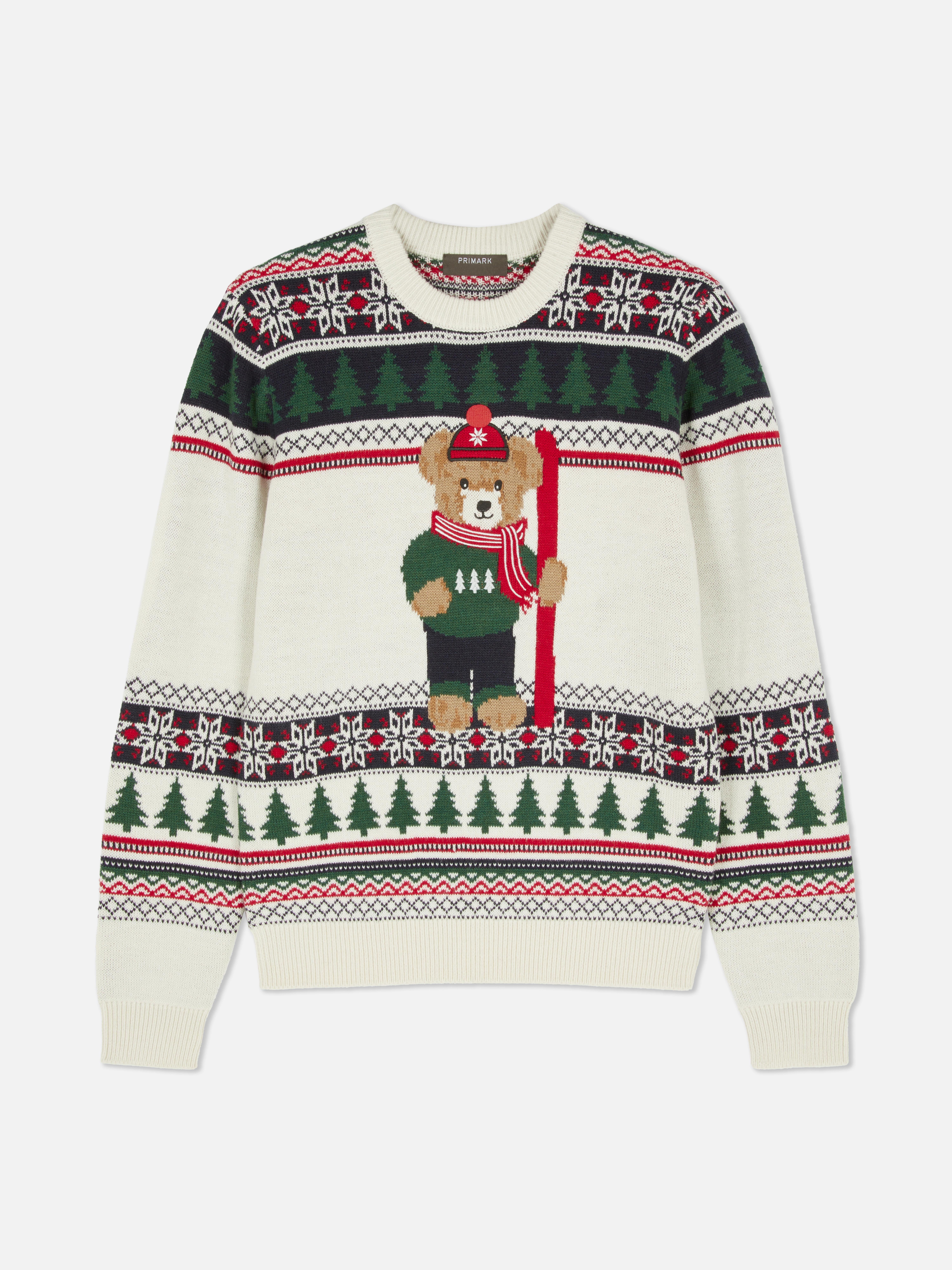 Fairisle-kersttrui met teddybeer