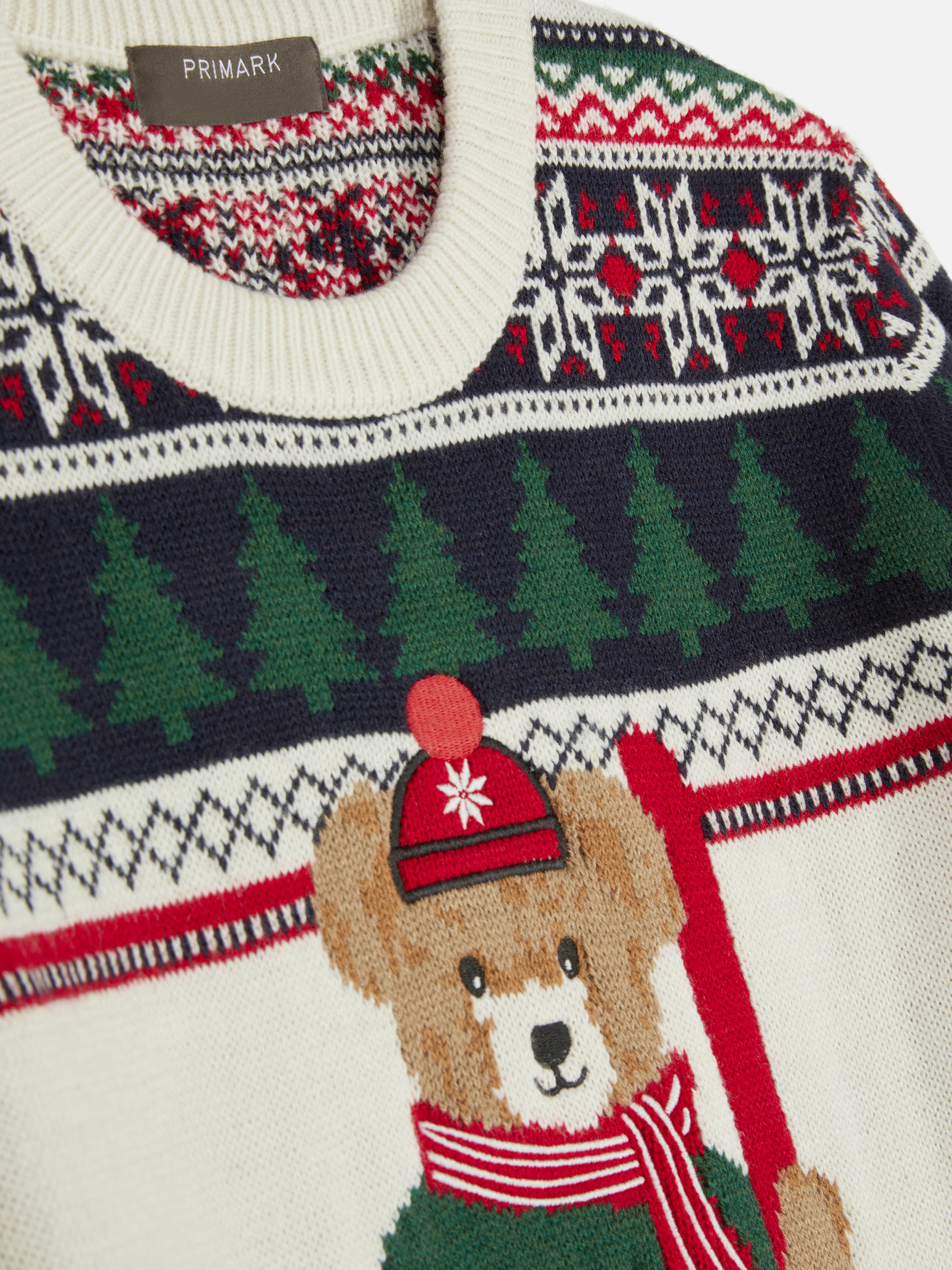 Fairisle-kersttrui met teddybeer