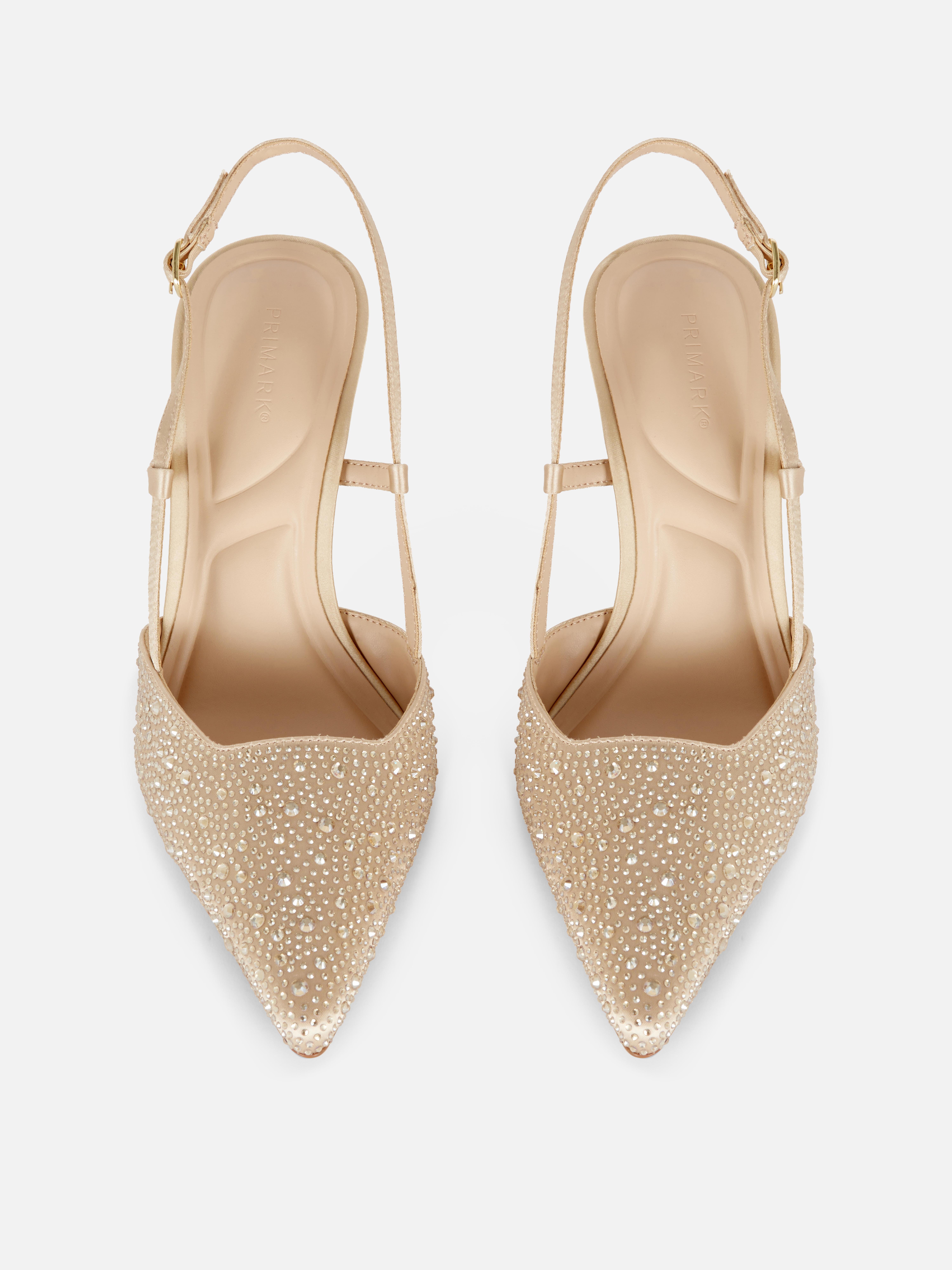 Slingback met hak en stras