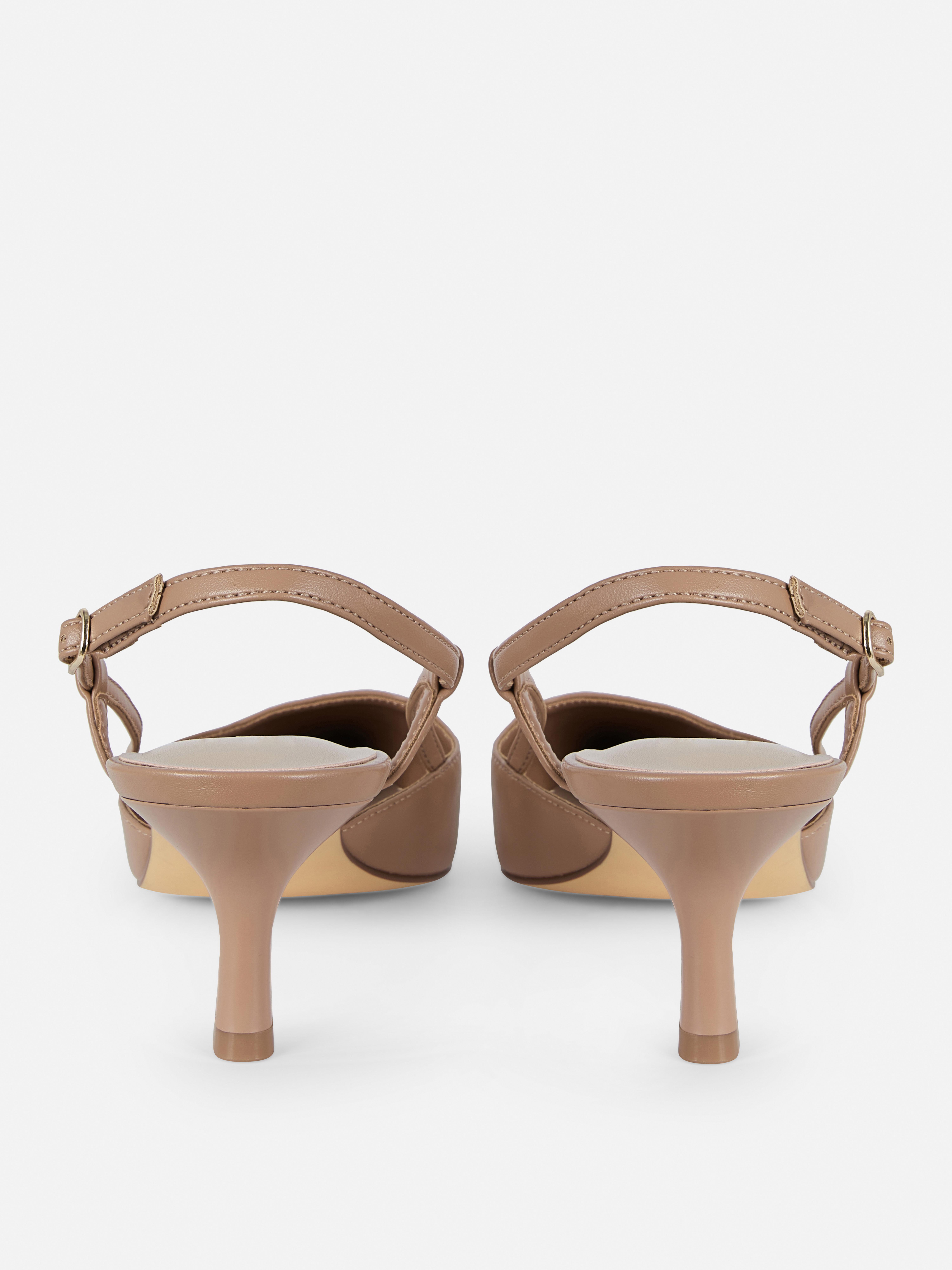 PU Slingback Kitten Heels