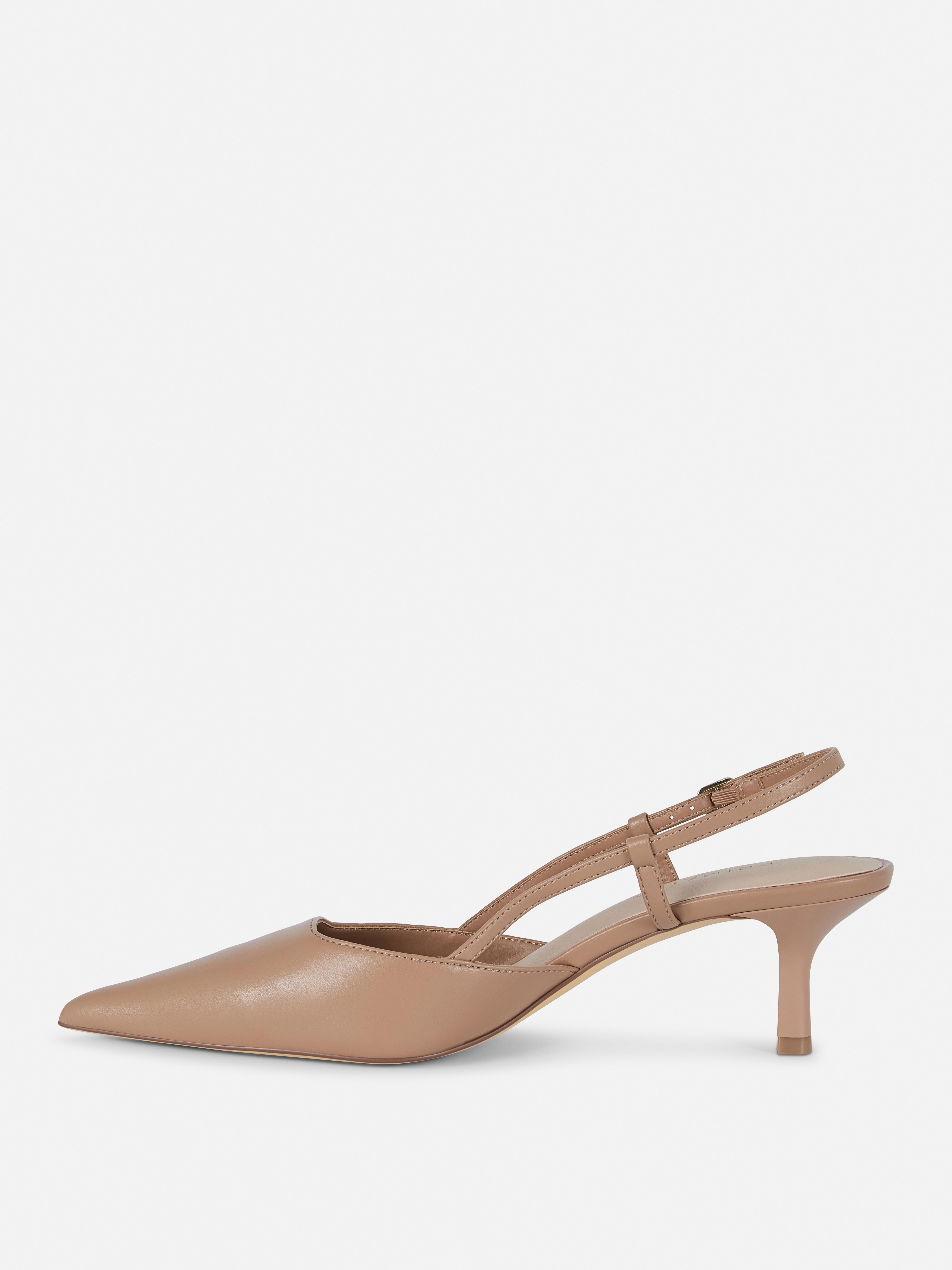 PU Slingback Kitten Heels