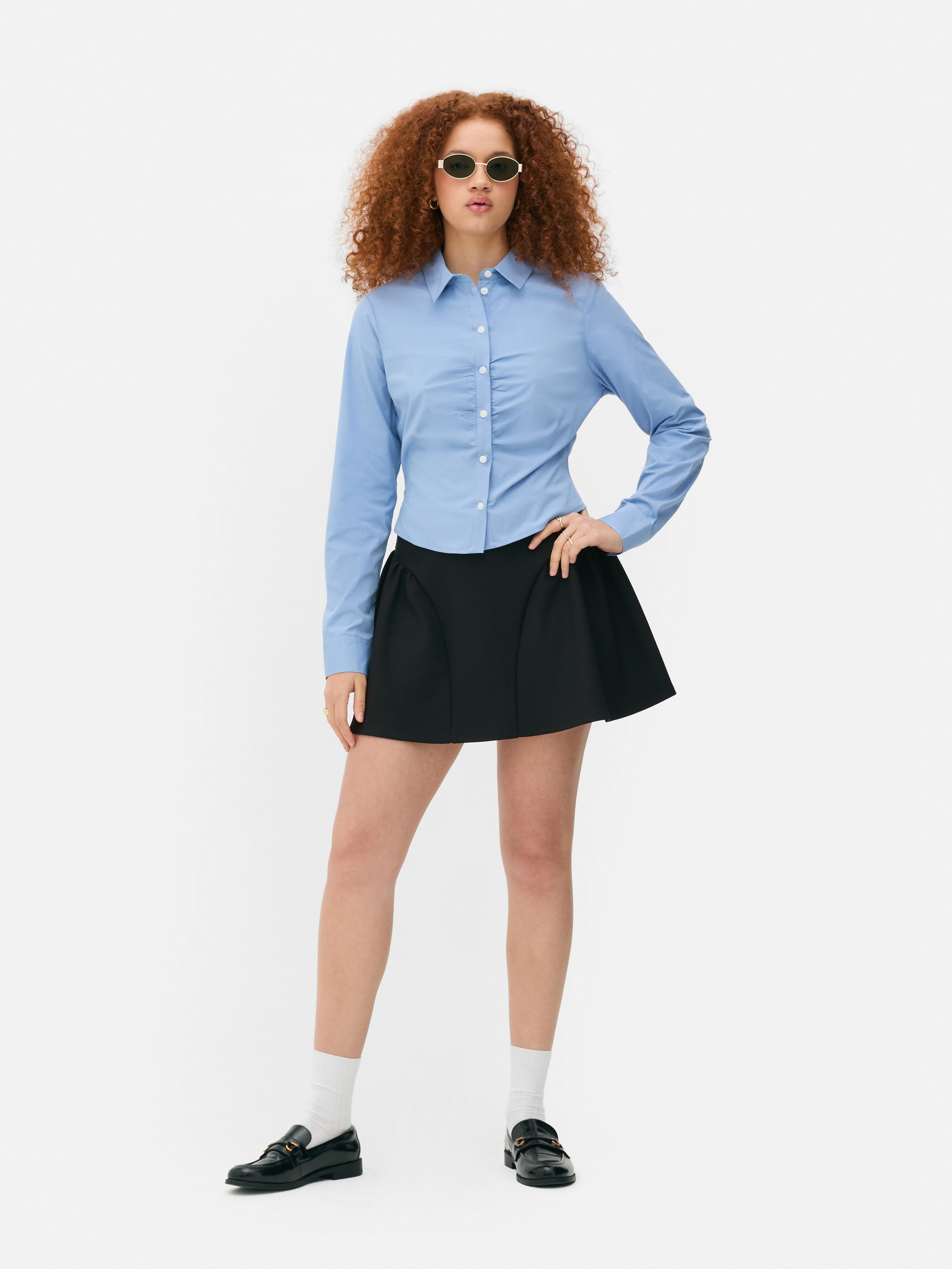 Camisa franzida curta