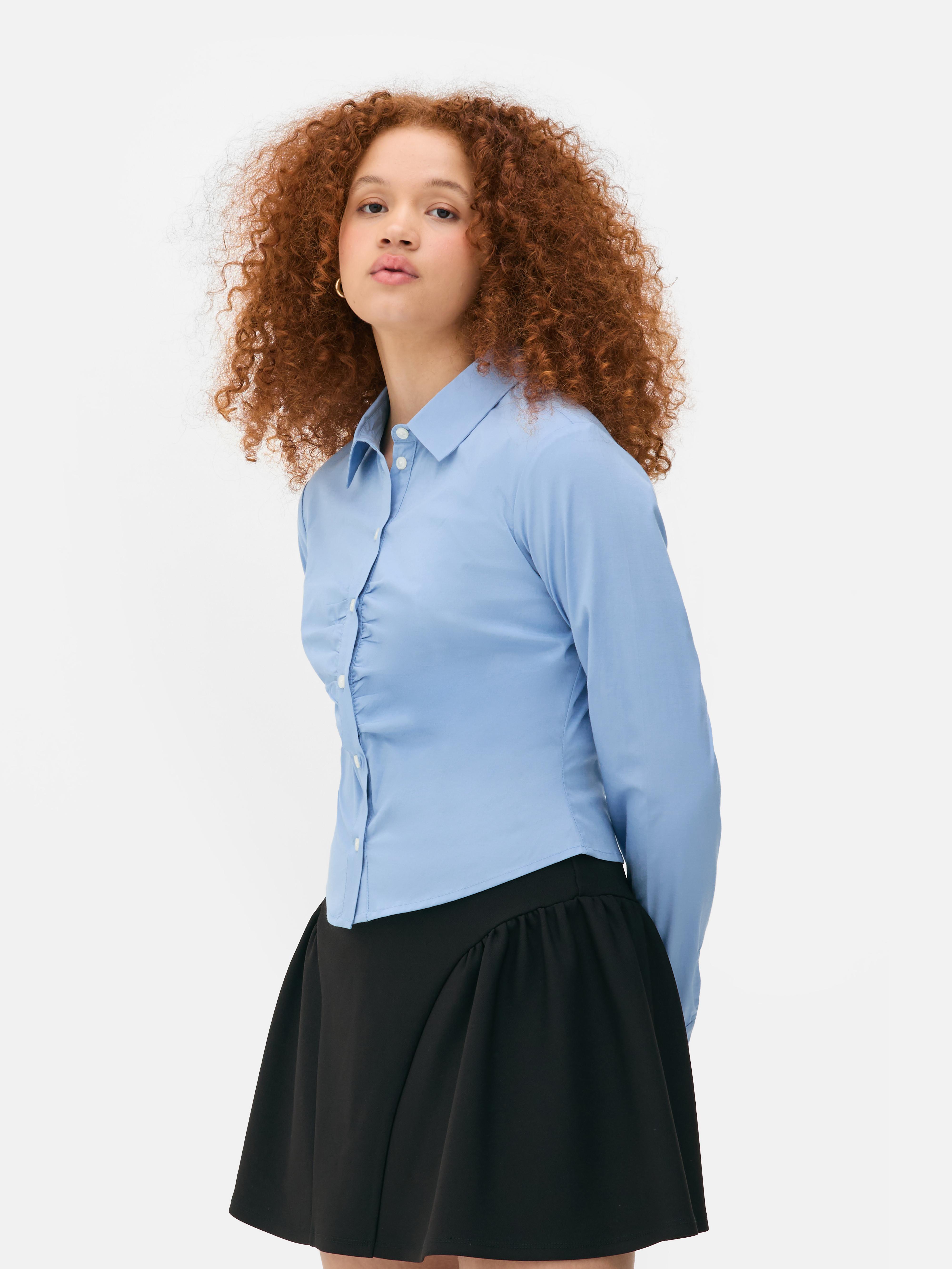 Camisa franzida curta