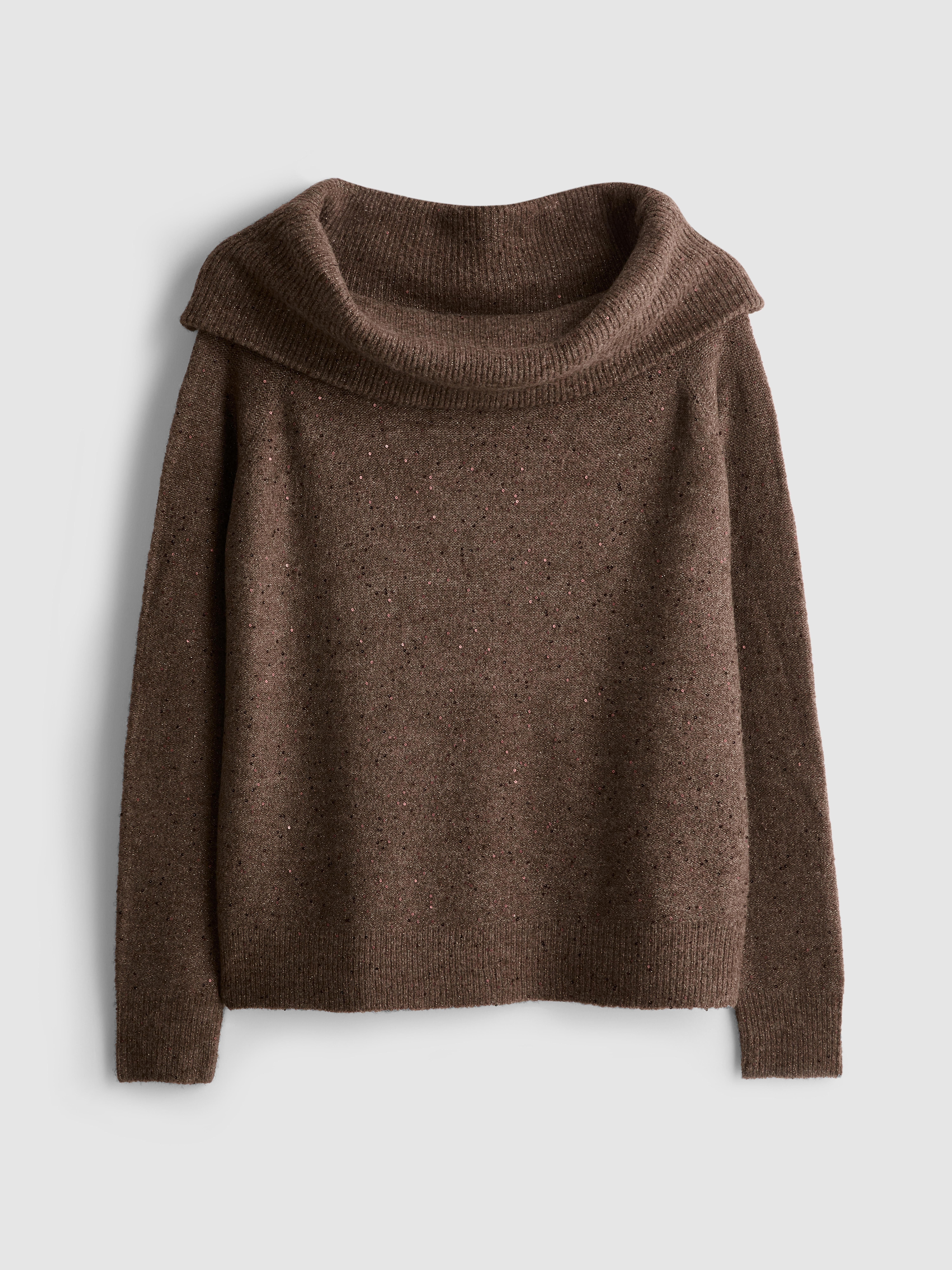 Jersey bardot con bordado Gris topo/Marrón topo