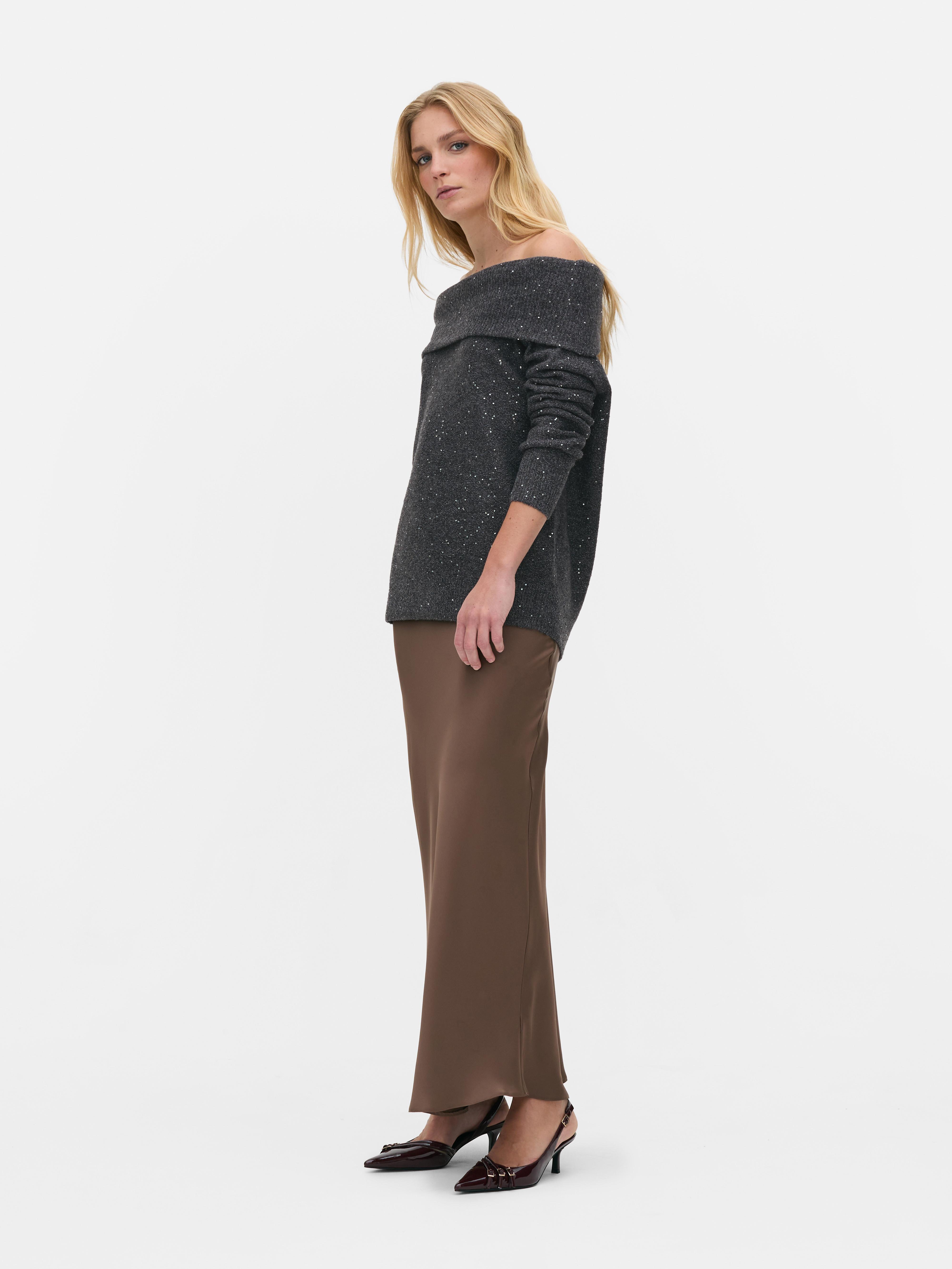 Jersey bardot con bordado