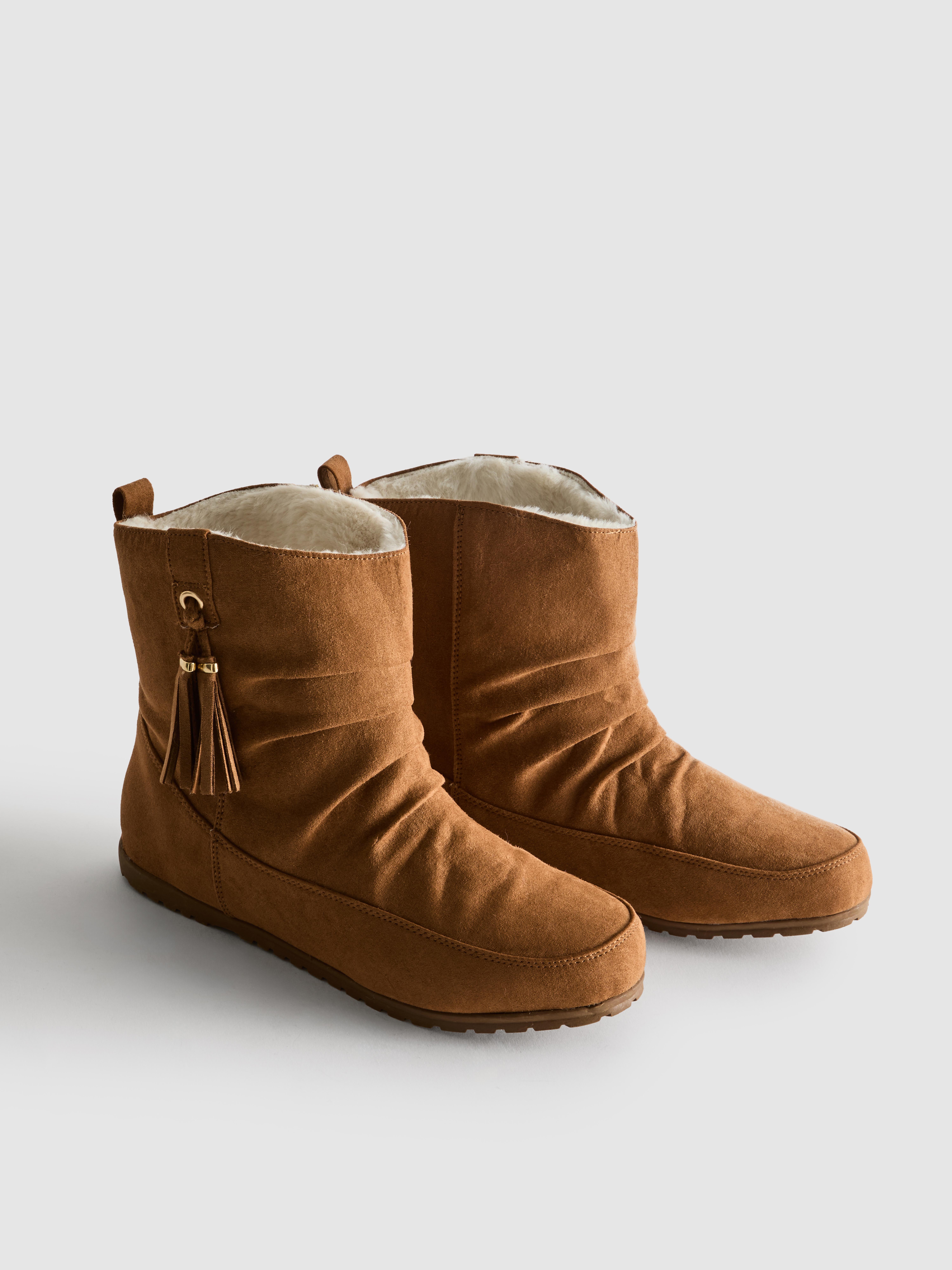 Faux Suede Ruched Ankle Boots