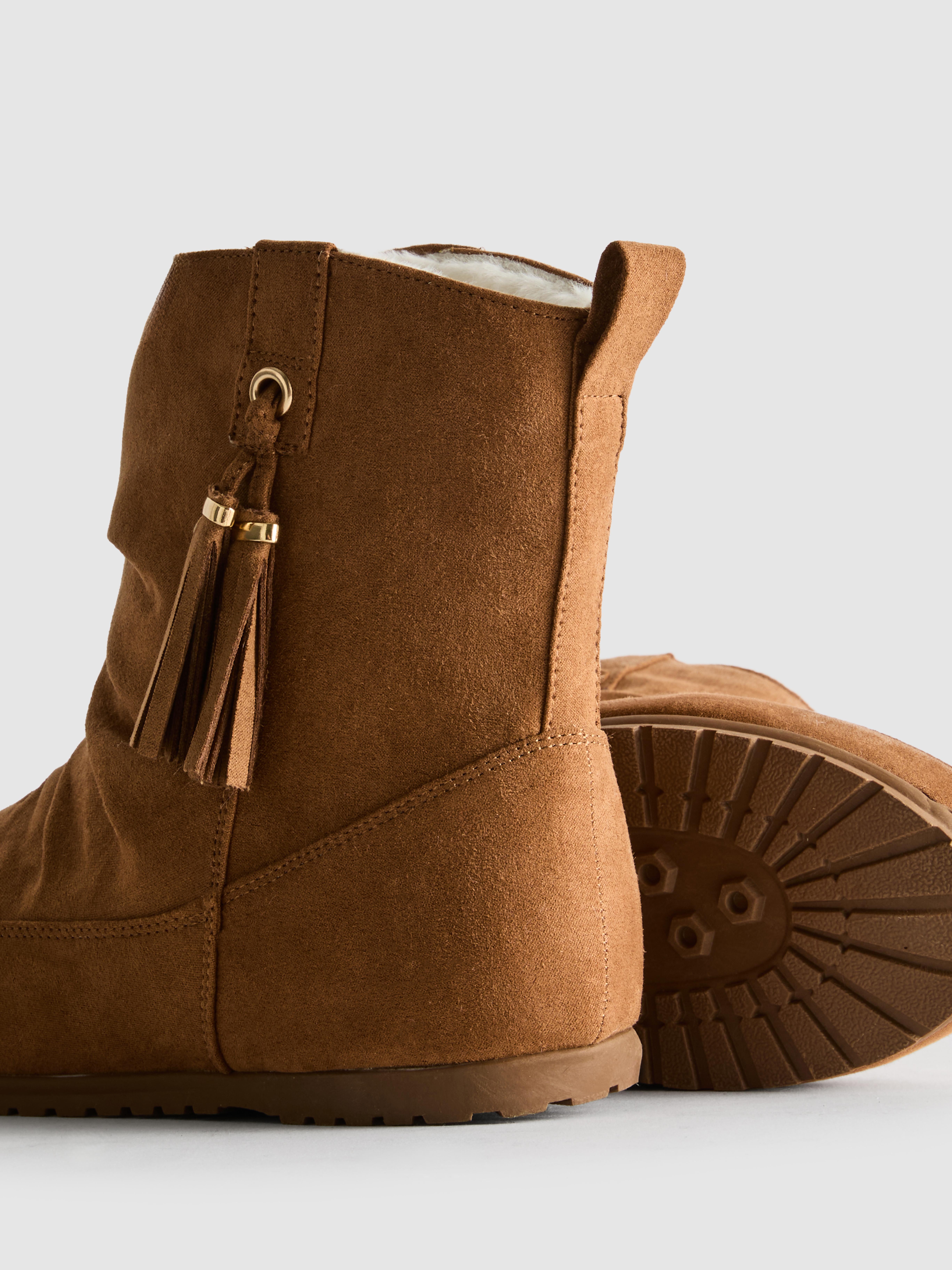 Faux Suede Ruched Ankle Boots