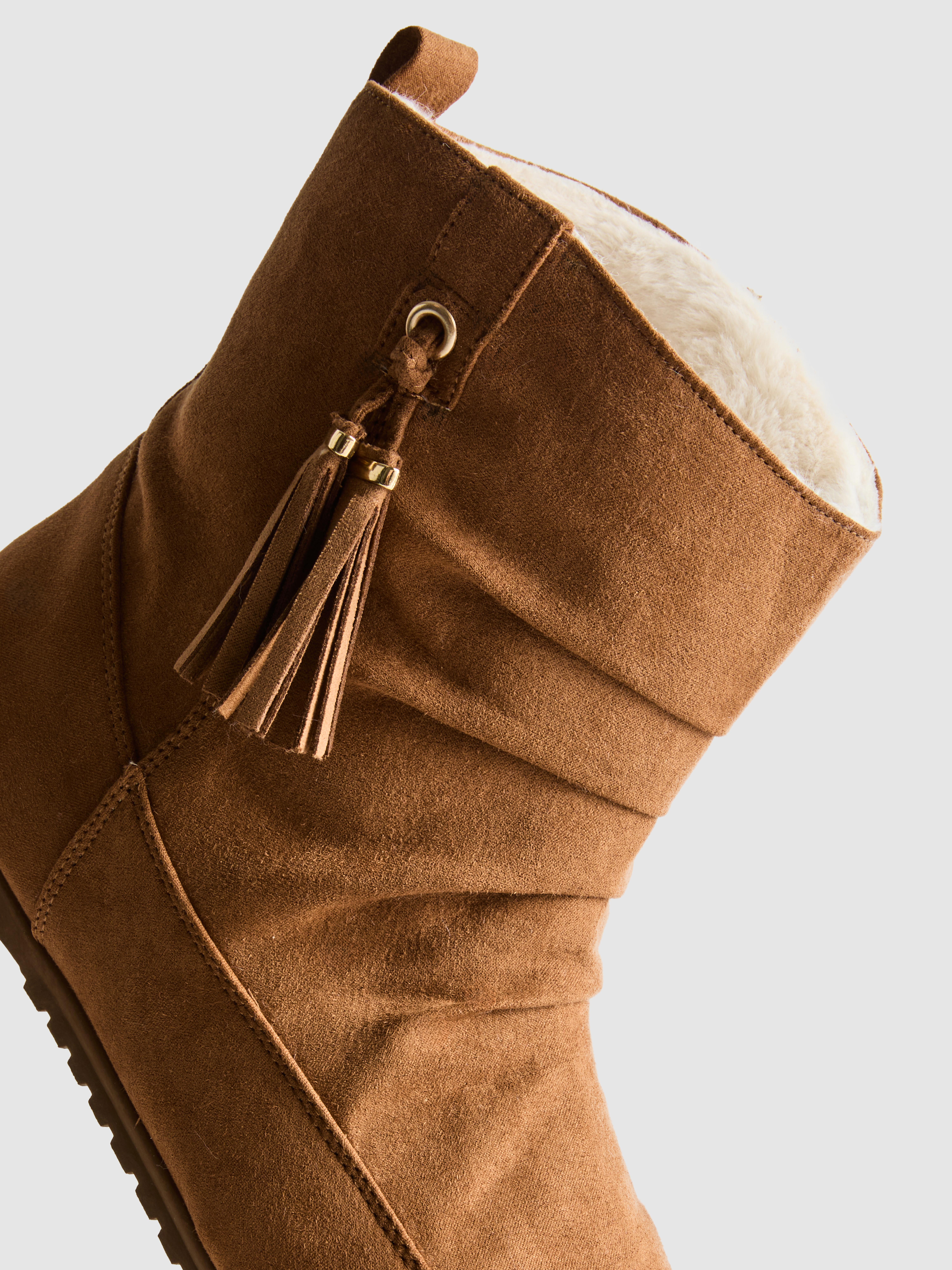 Faux Suede Ruched Ankle Boots