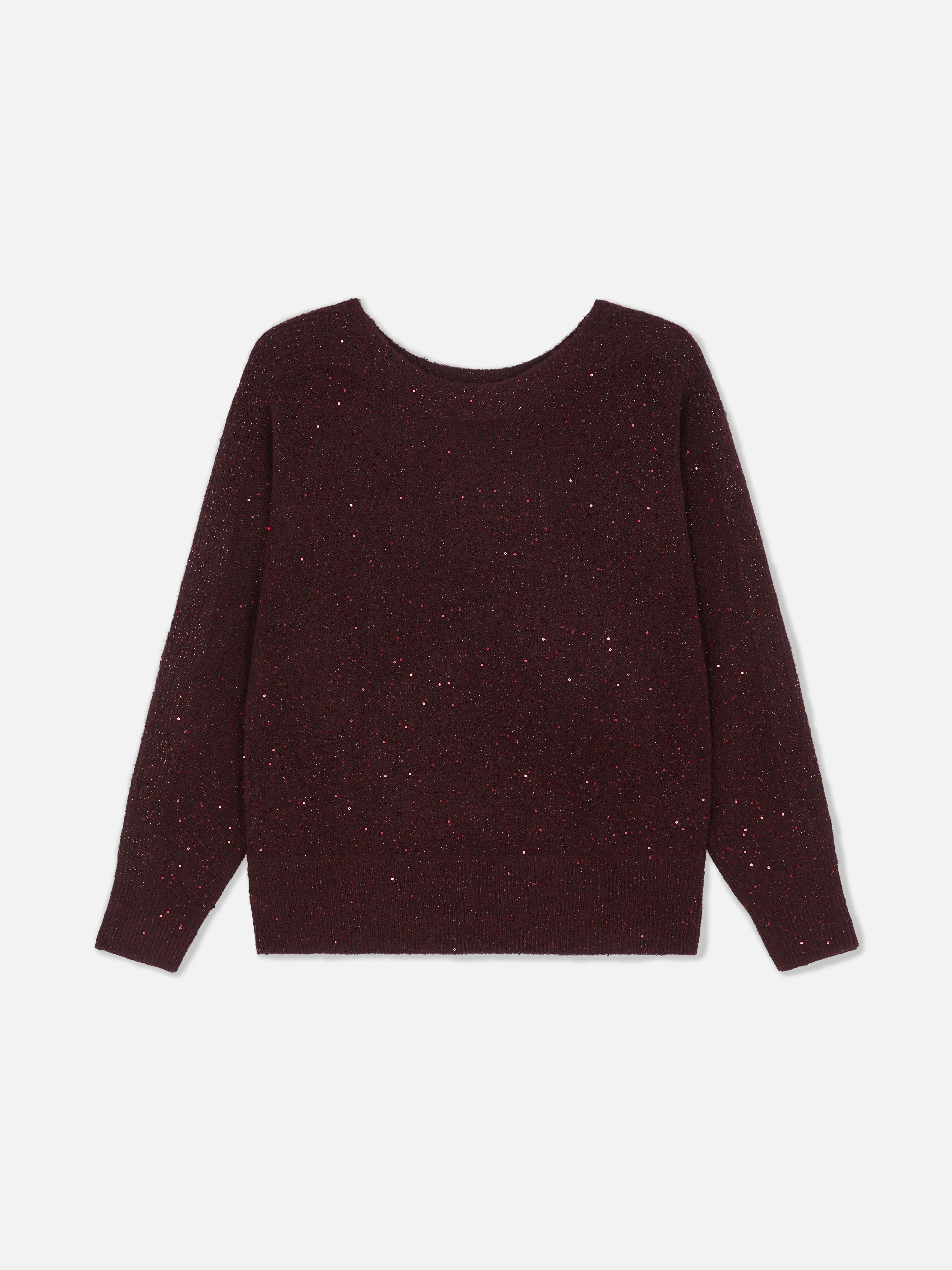 Glitzernder Pullover mit U-Boot-Ausschnitt