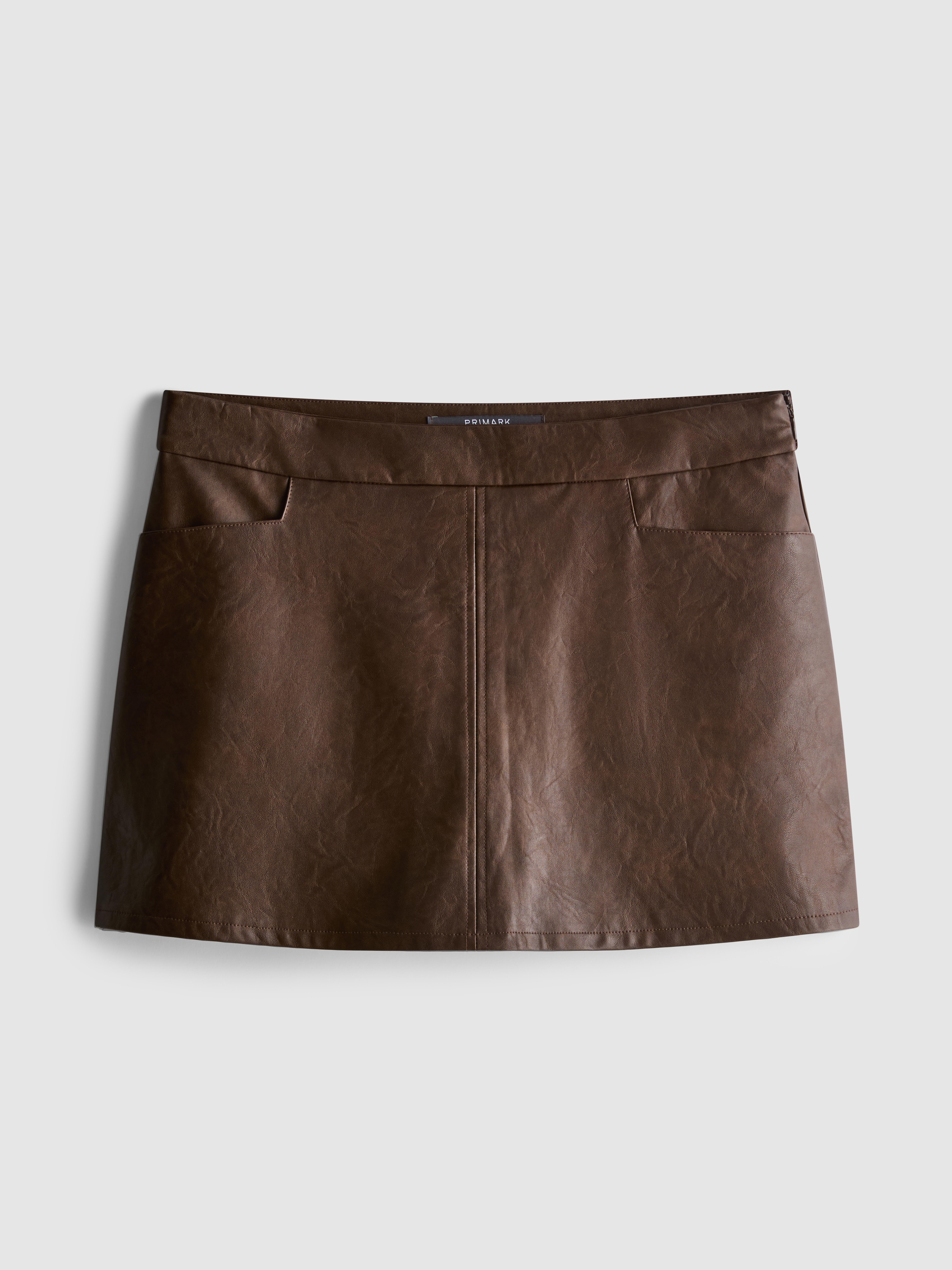 Distressed Faux Leather Skort