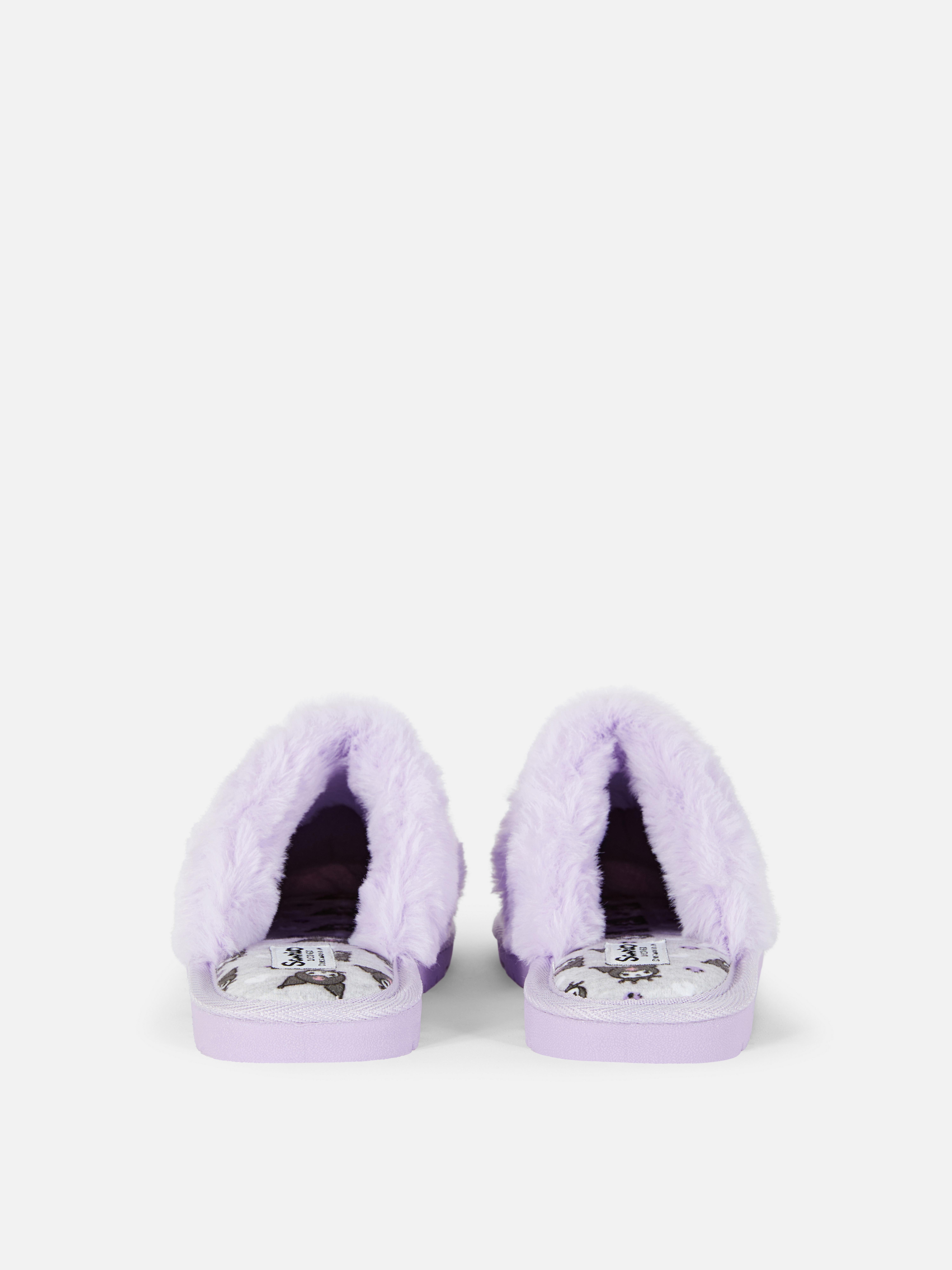 Hello Kitty Kuromi Faux Fur Trim Slippers