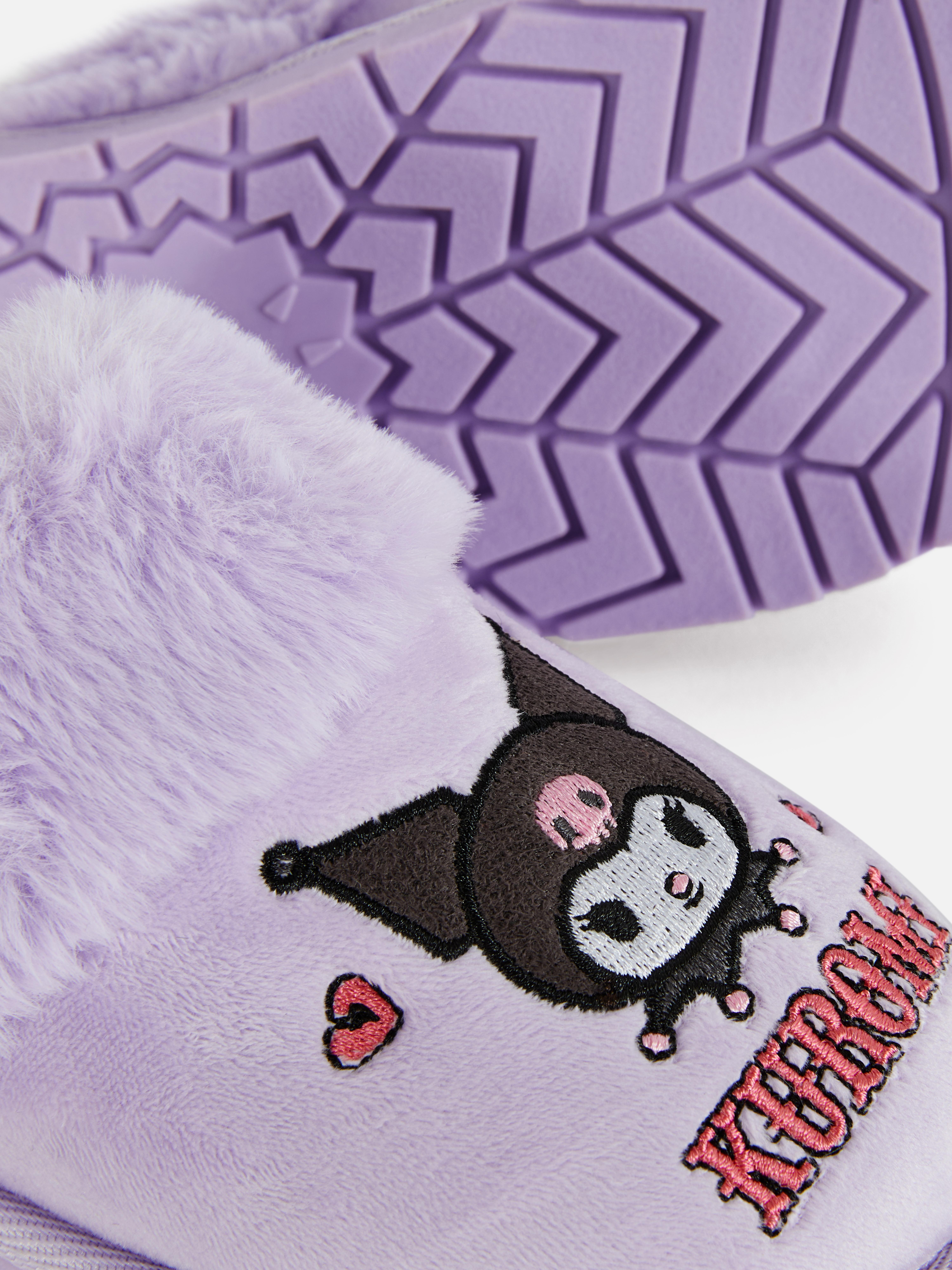 Hello Kitty Kuromi Faux Fur Trim Slippers