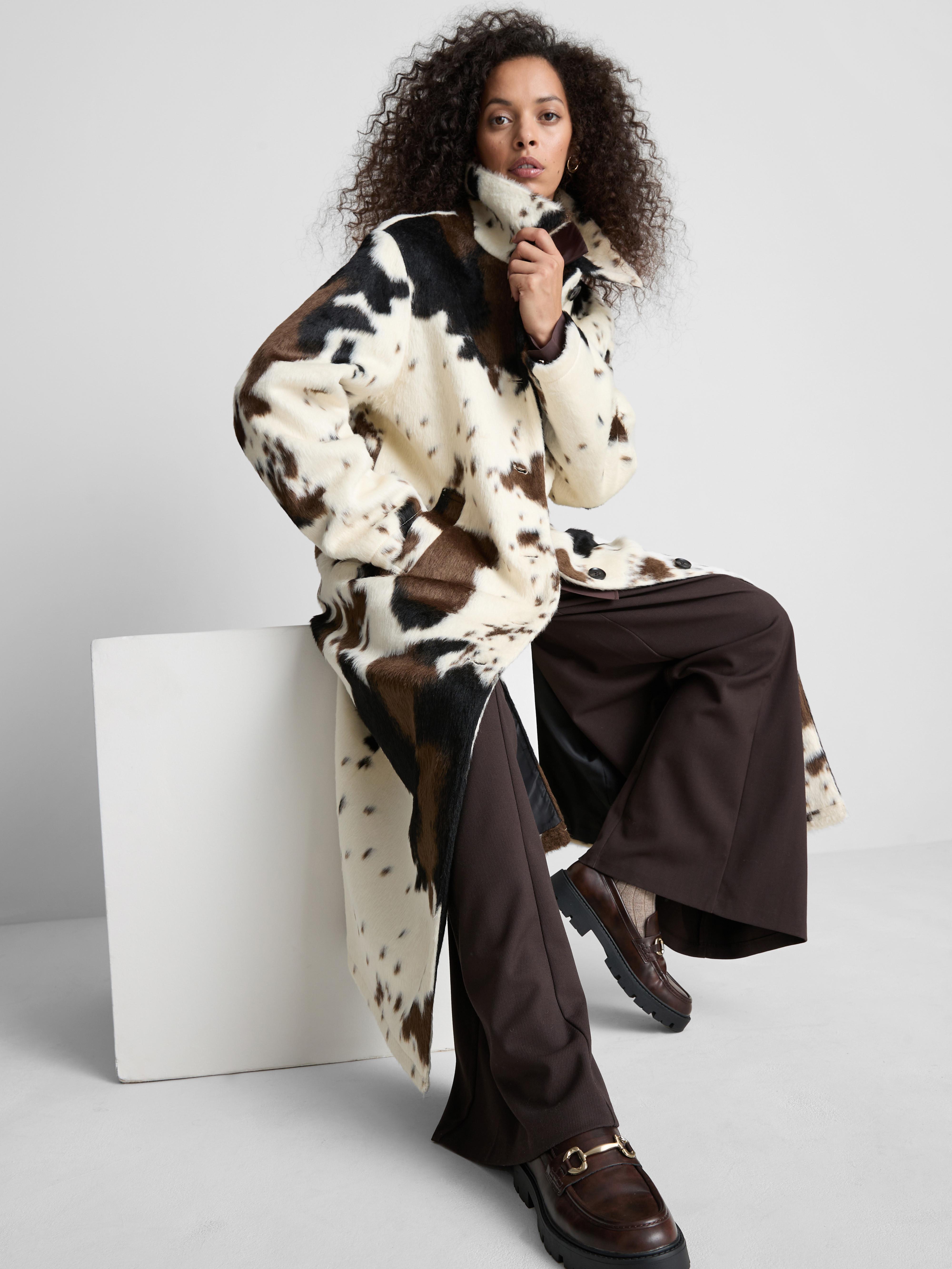 Longline Cow Print Coat