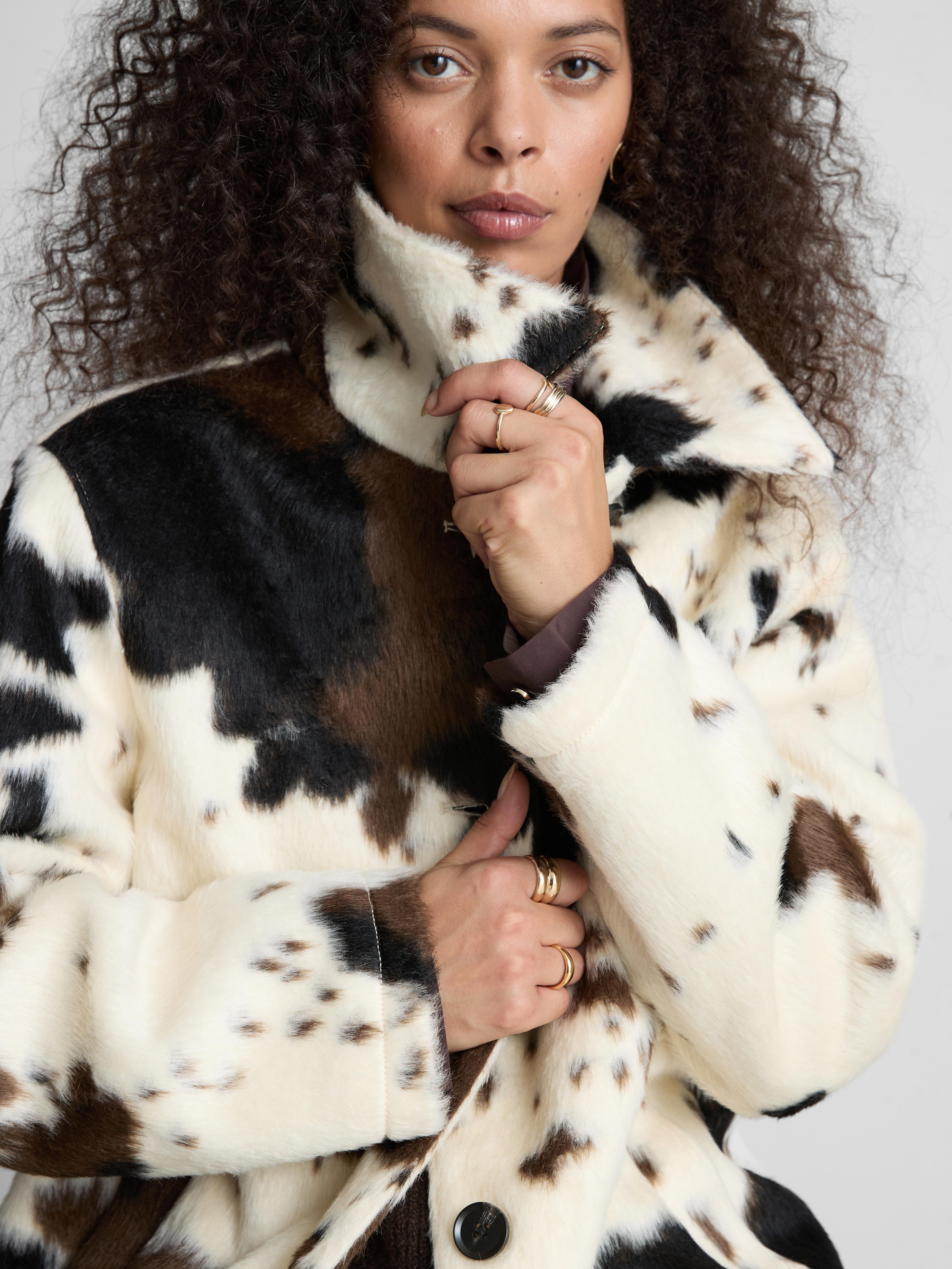 Longline Cow Print Coat