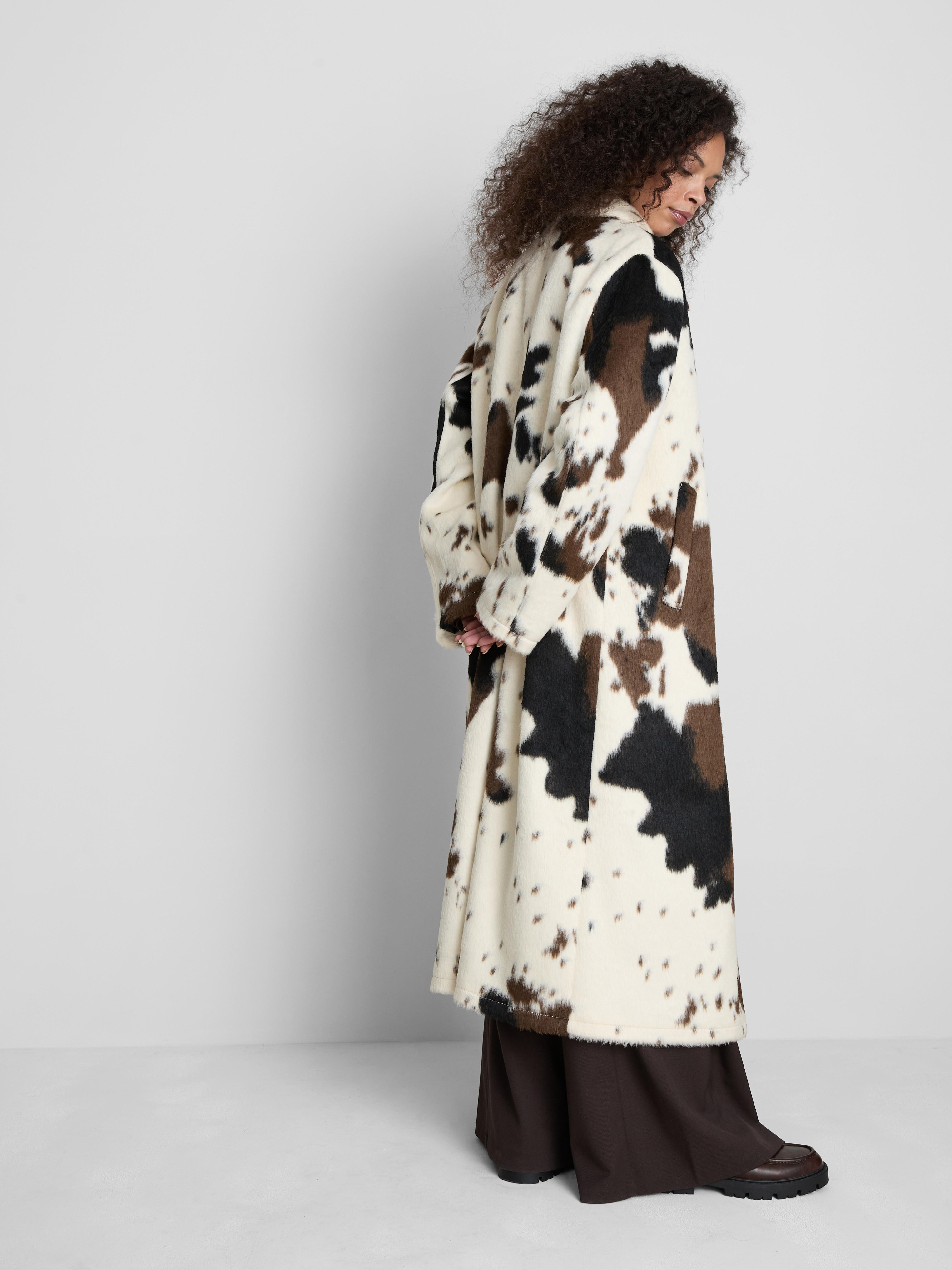 Longline Cow Print Coat