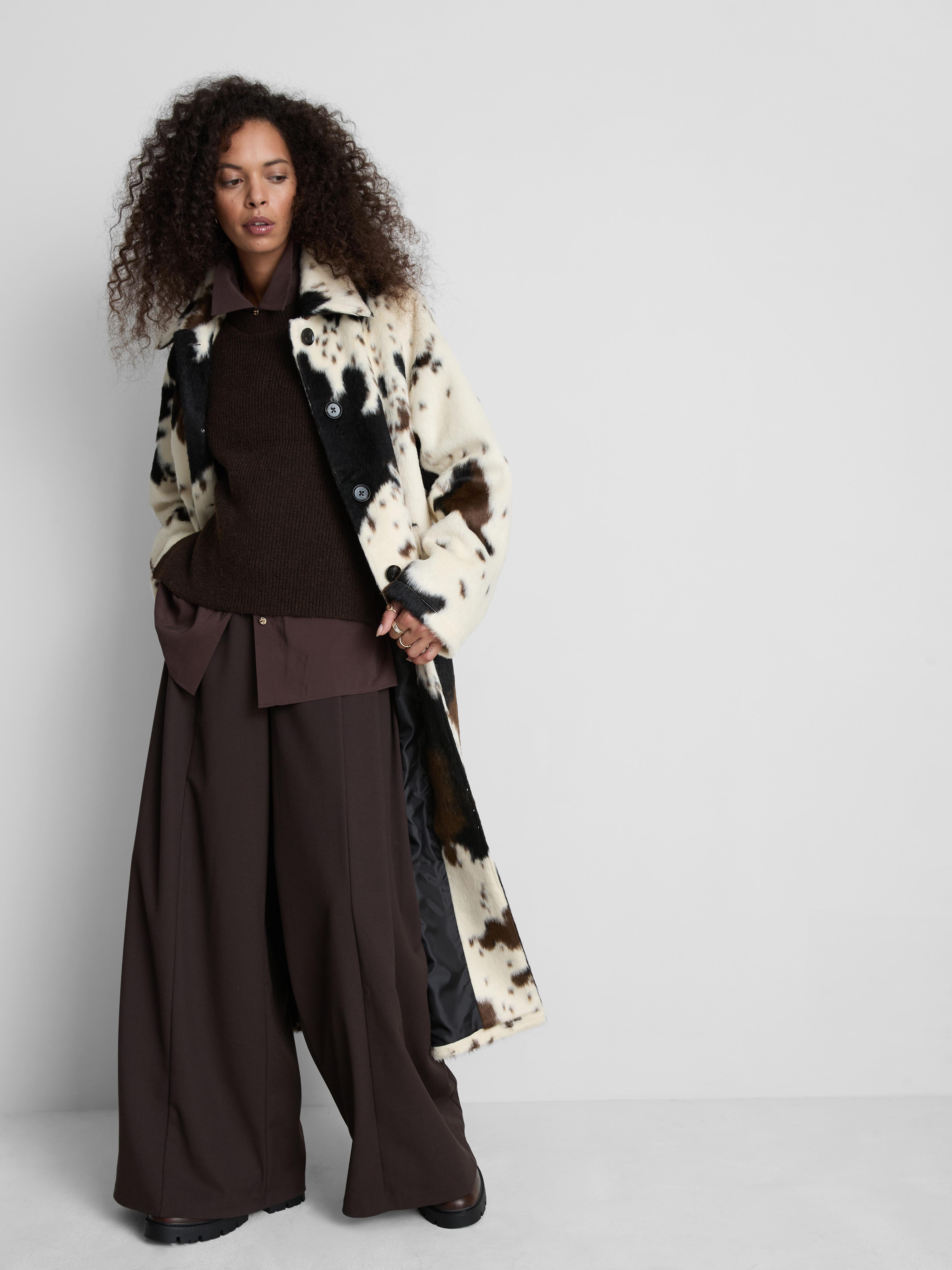 Longline Cow Print Coat