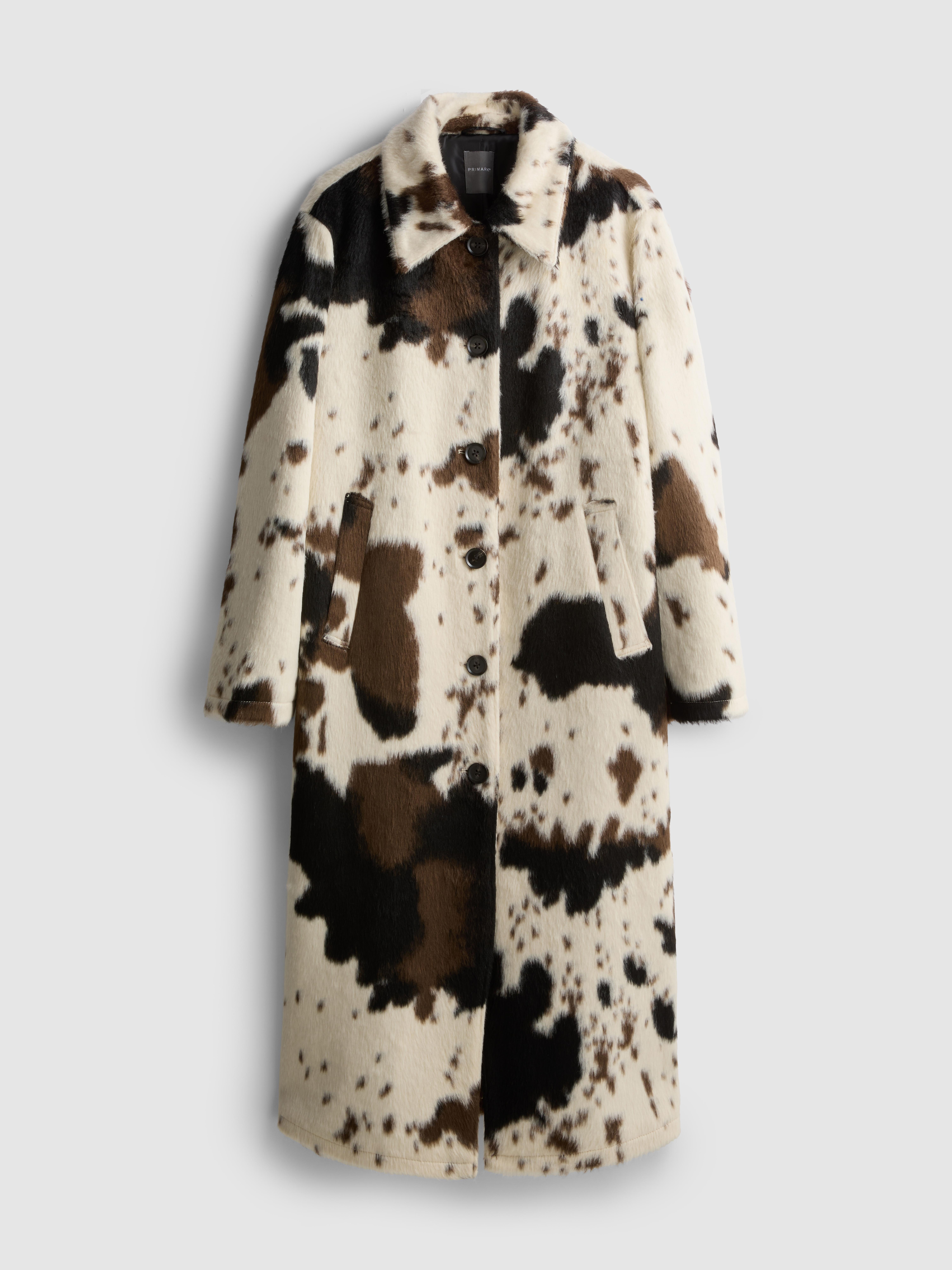 Longline Cow Print Coat