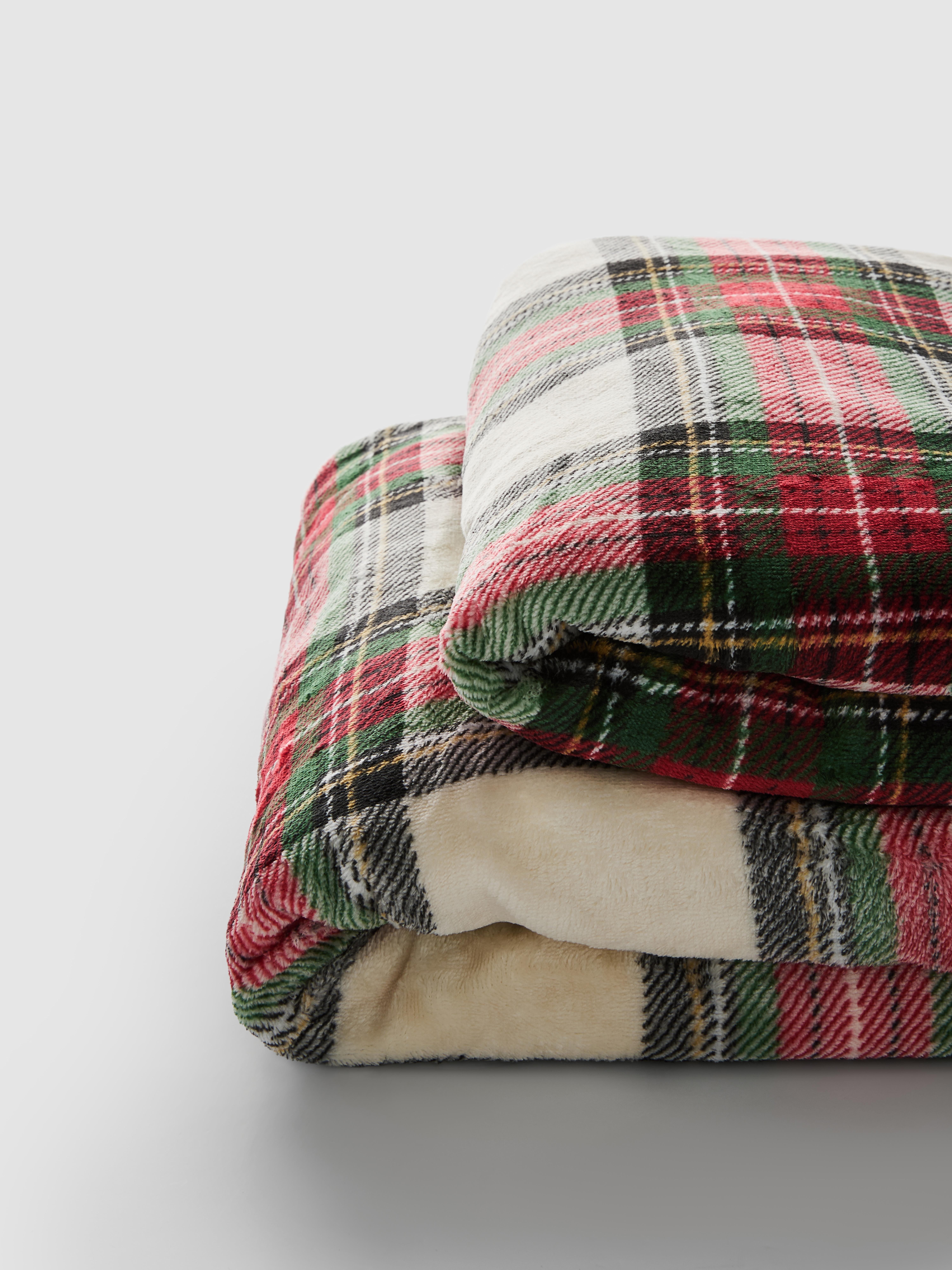 Coperta felpata con motivo scozzese