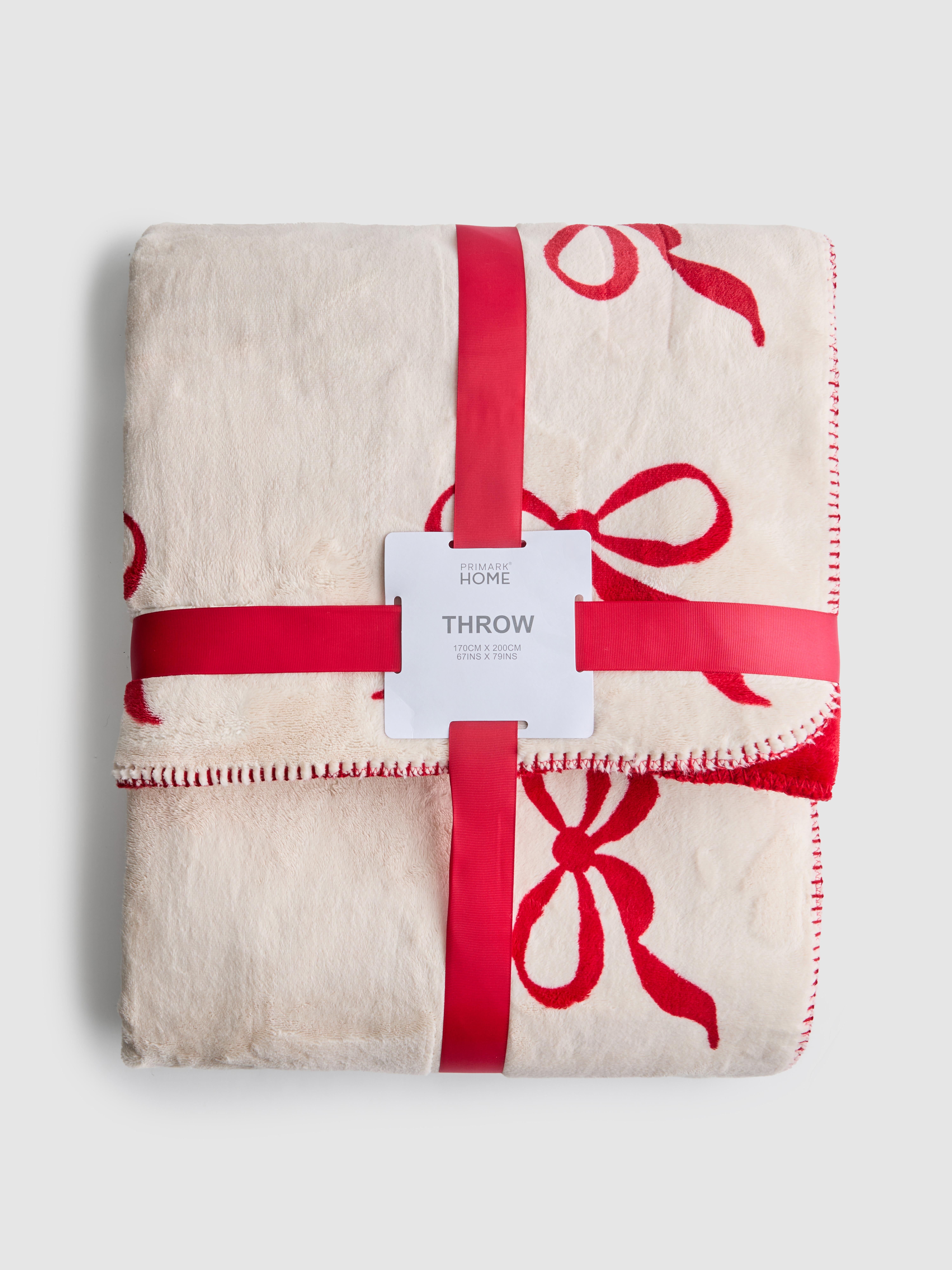 Christmas Bow Blanket Stitch Throw