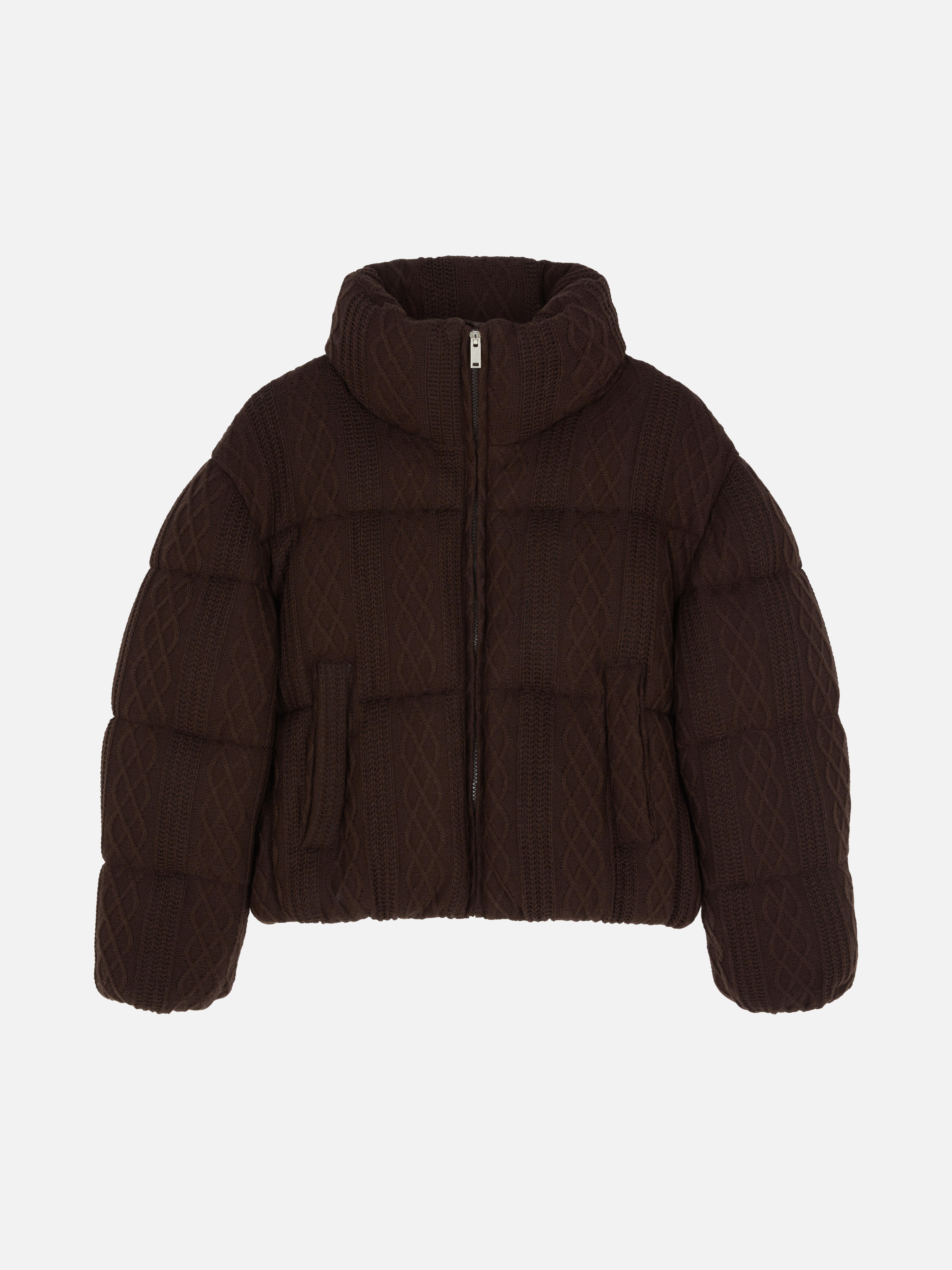 Chaqueta acolchada corta de punto de ochos