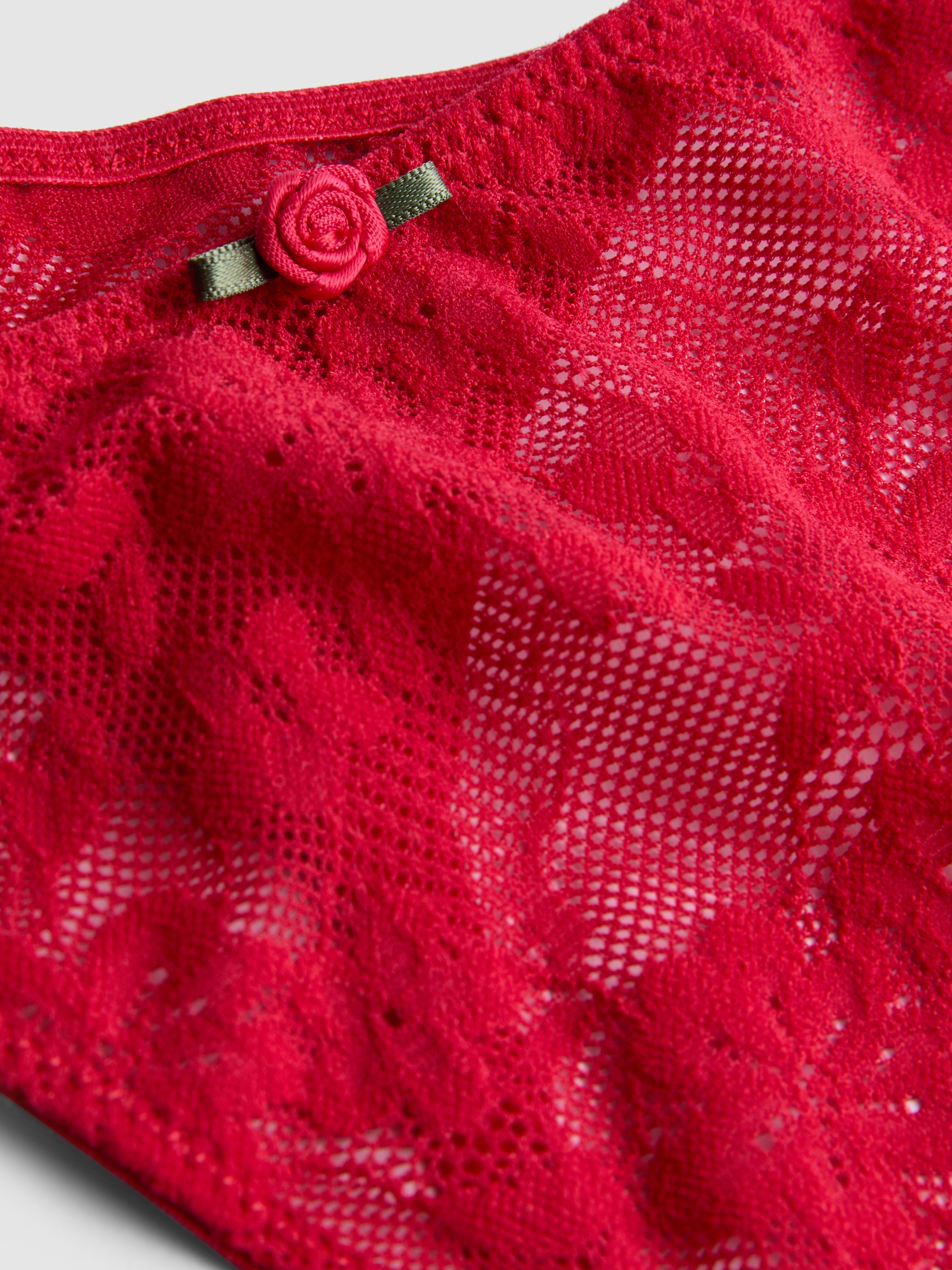 Spitzen-Unterwäscheset mit Push-up-BH und Zierrose