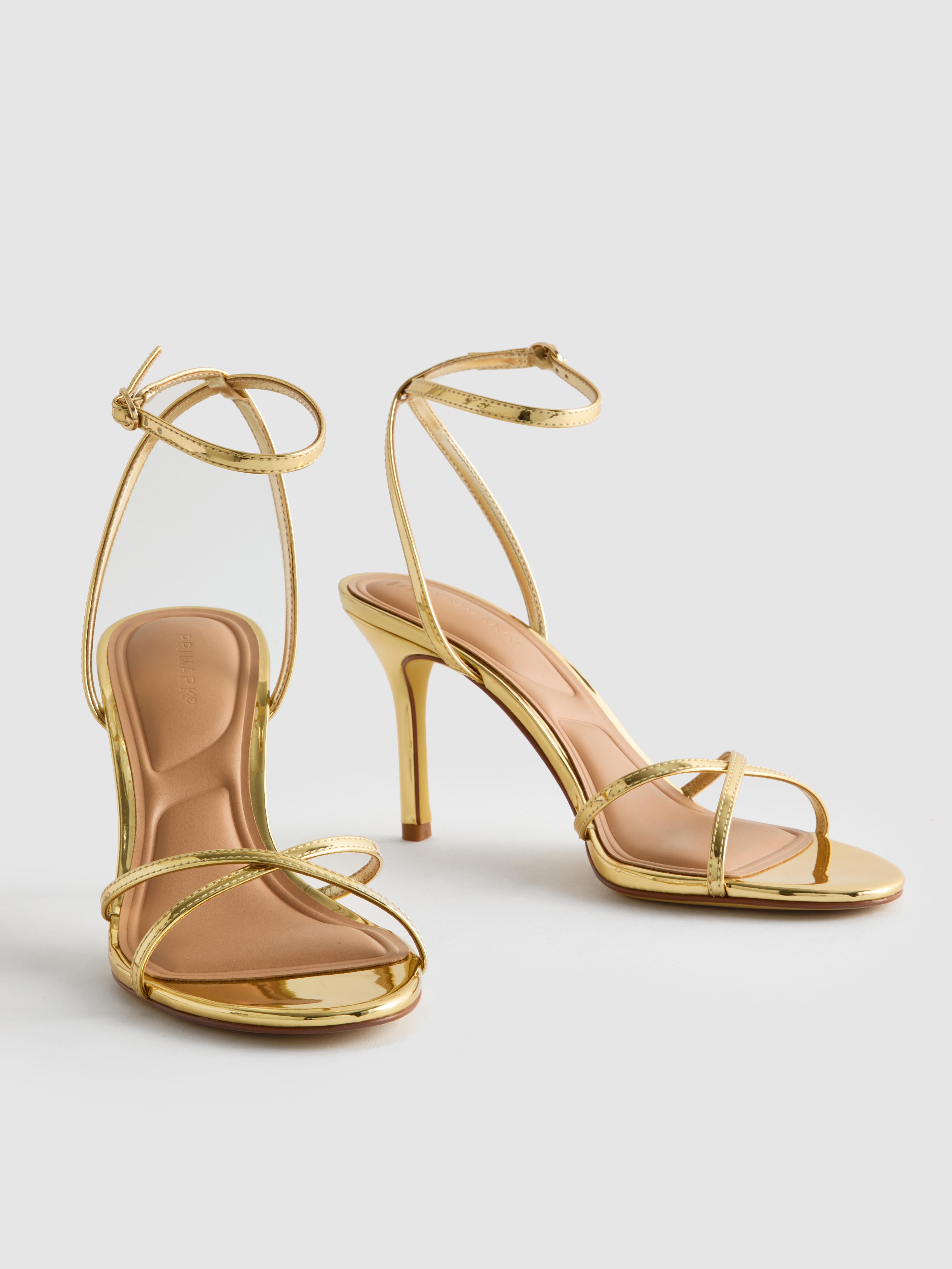 Women's Gold Barely There Heeled Sandals