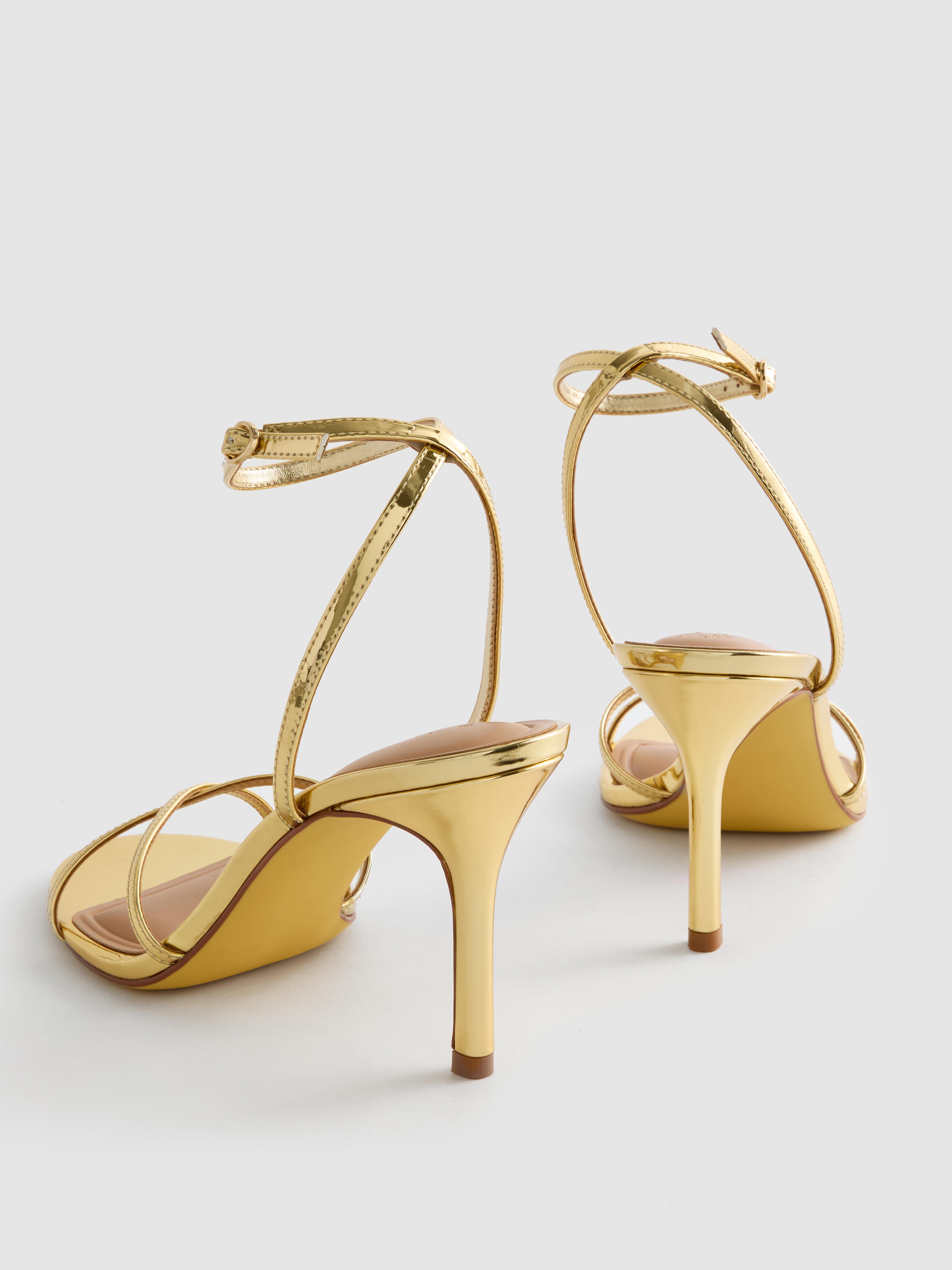 Women's Gold Barely There Heeled Sandals
