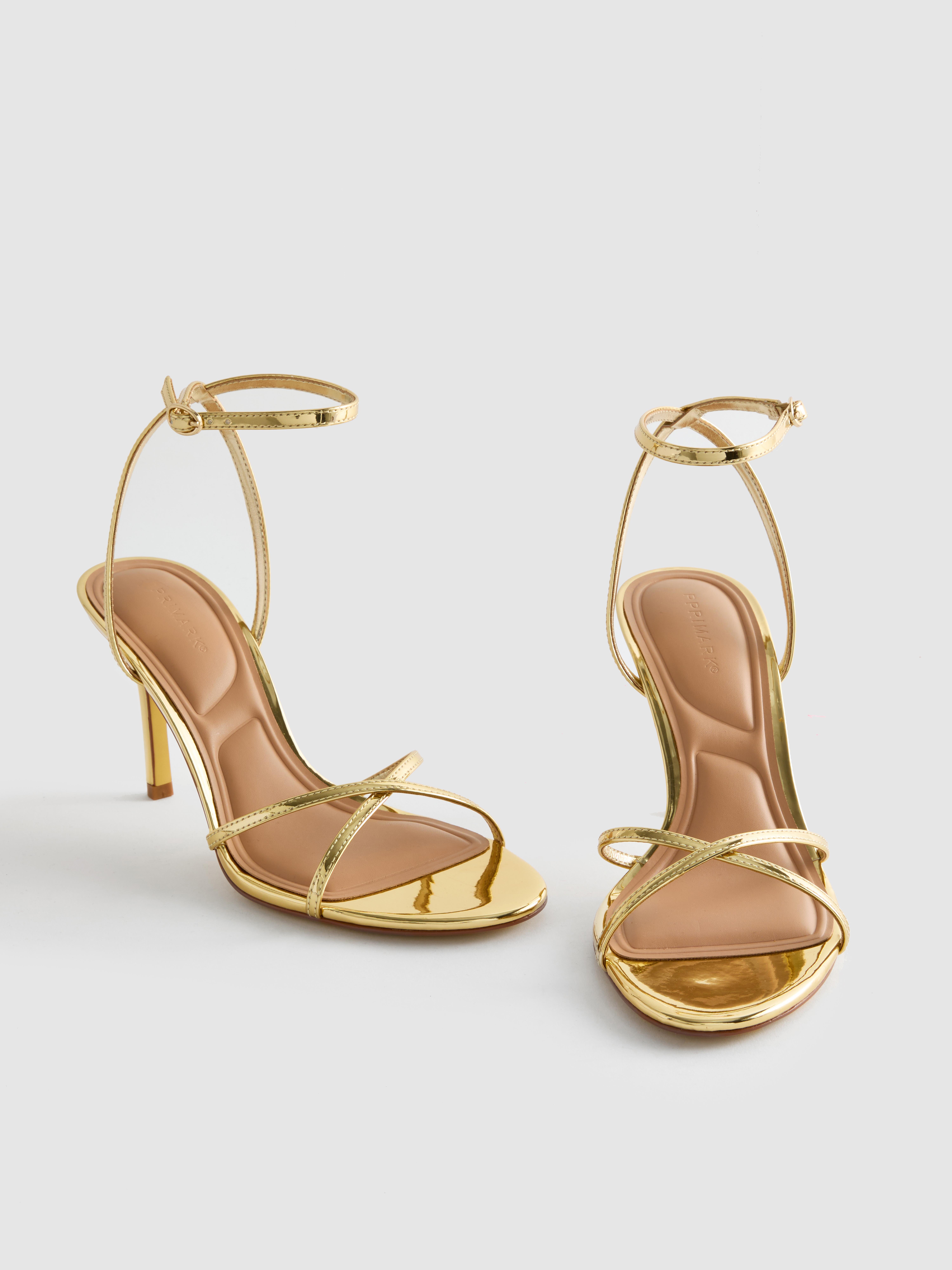 Women's Gold Barely There Heeled Sandals