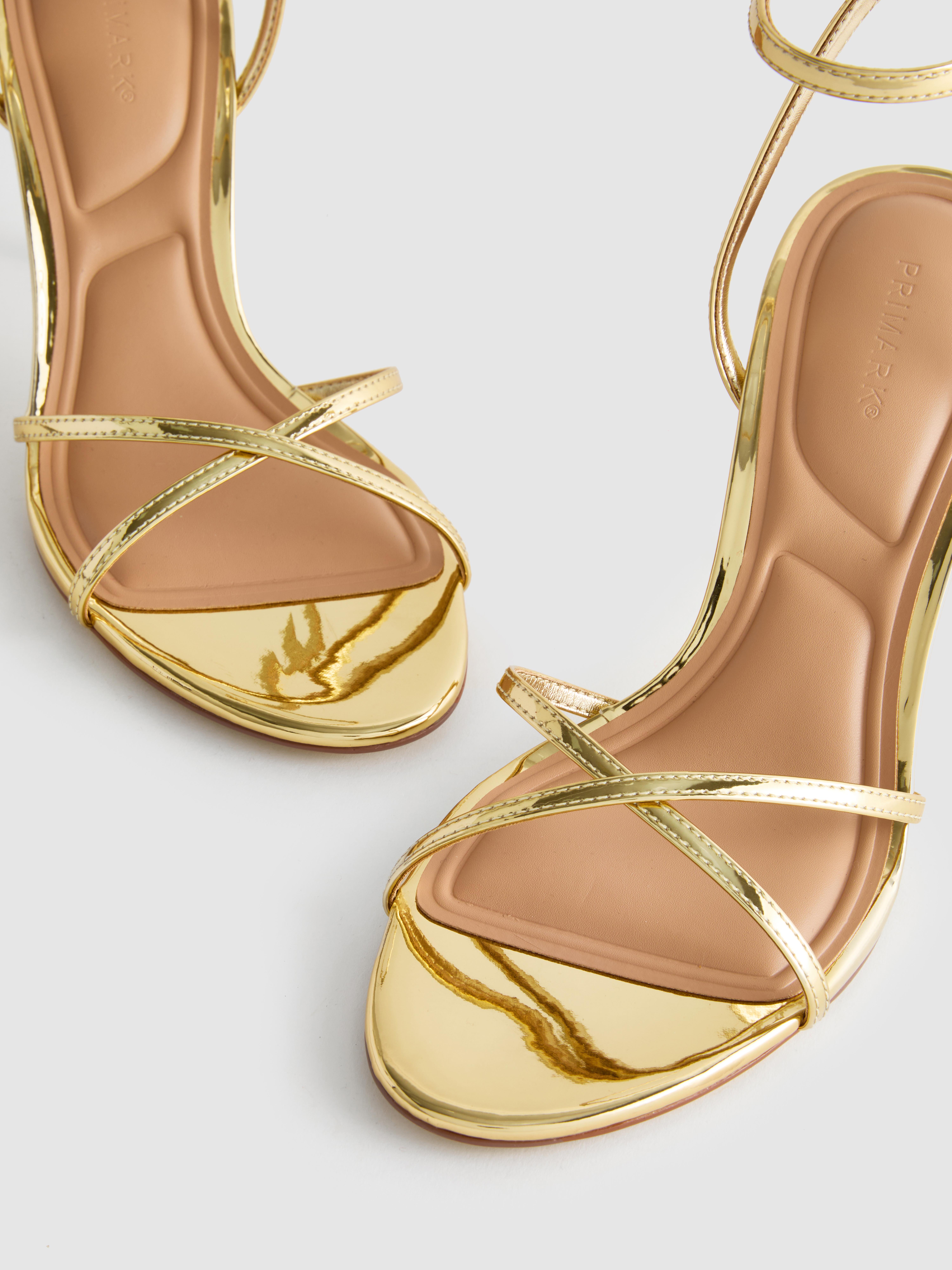 Women's Gold Barely There Heeled Sandals