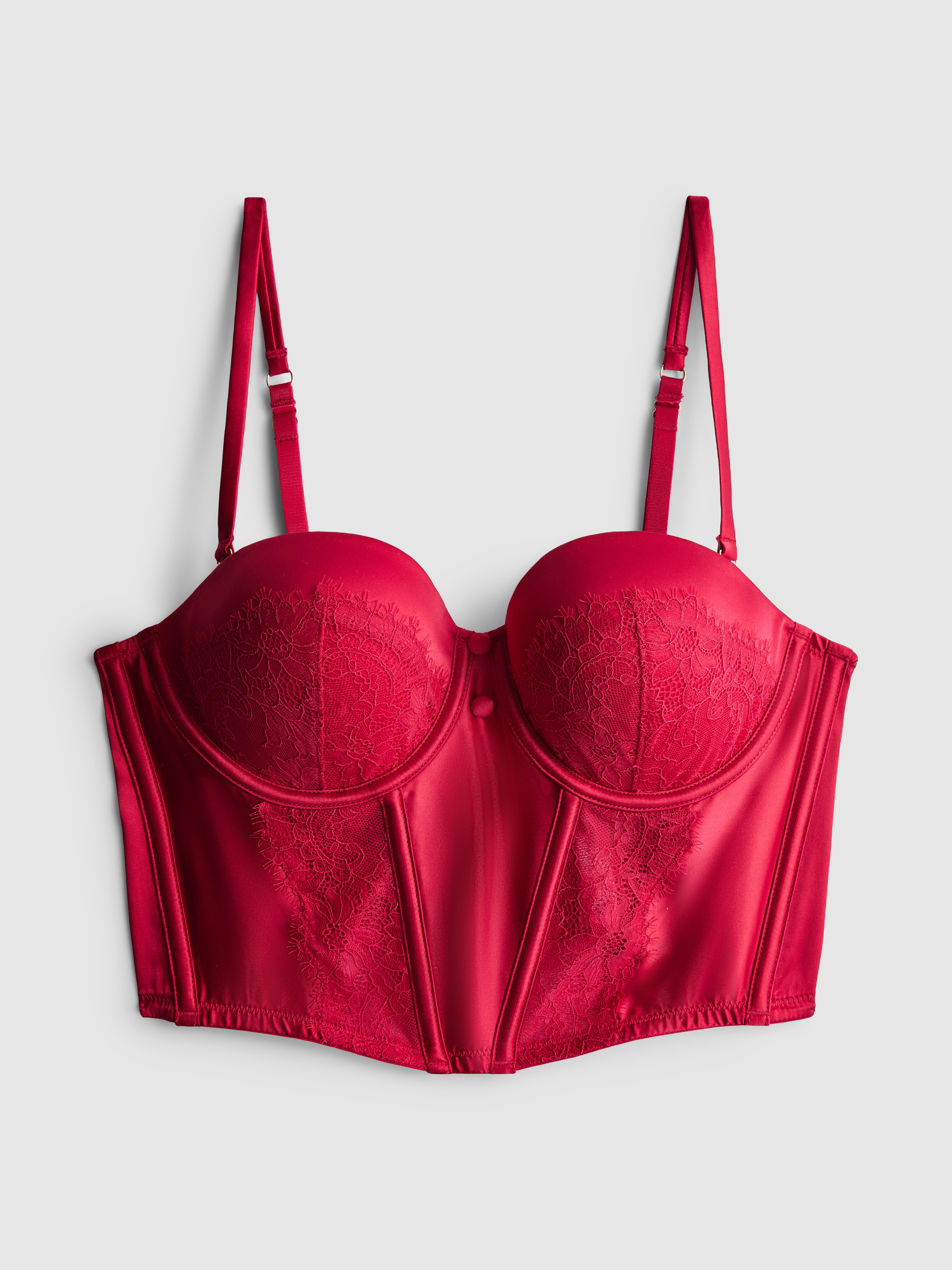 Soutien-gorge bustier en satin et dentelle