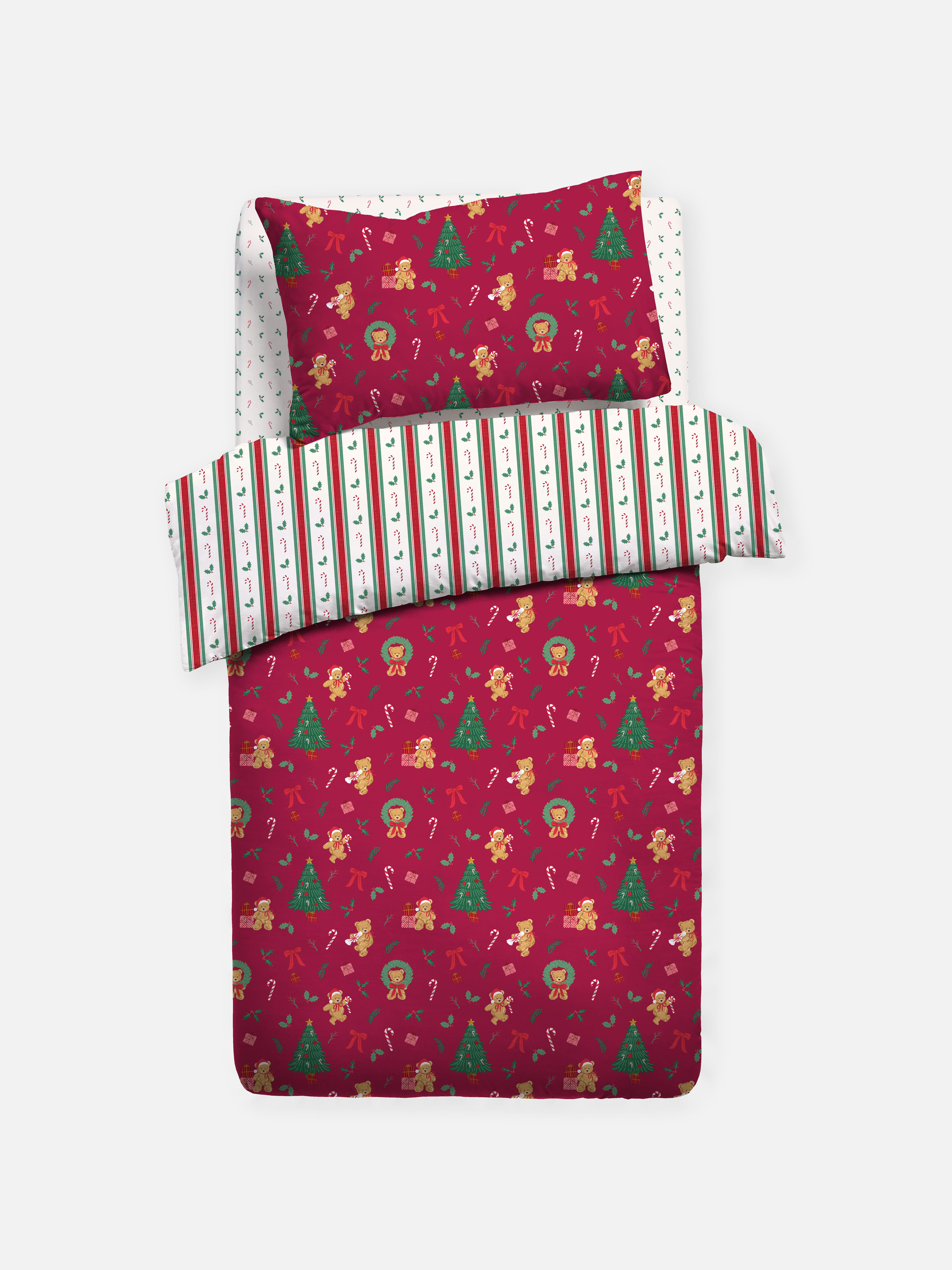 Conjunto cama solteiro urso peluche reversível
