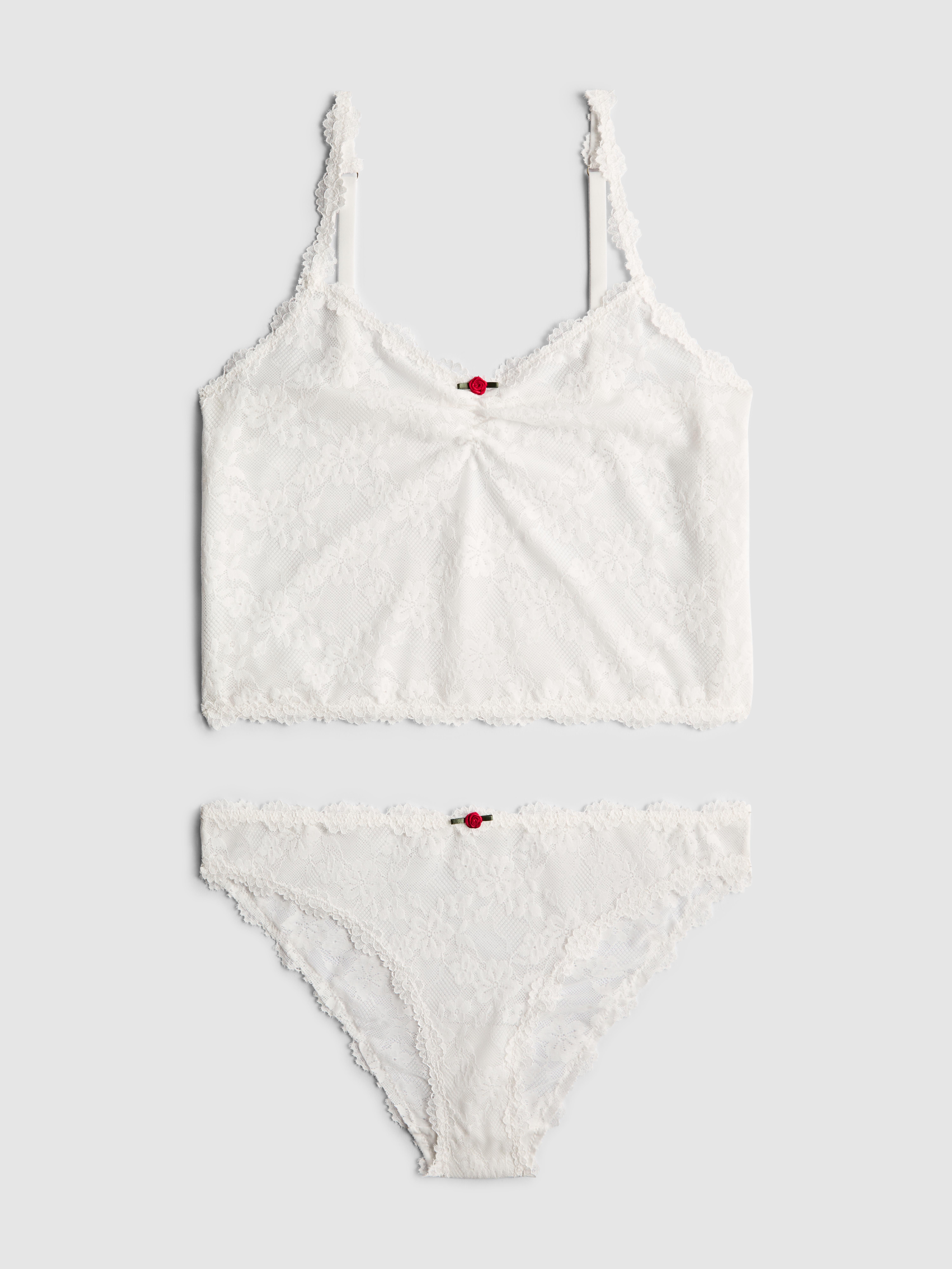 Set met kanten hemdje en Brazilian slip