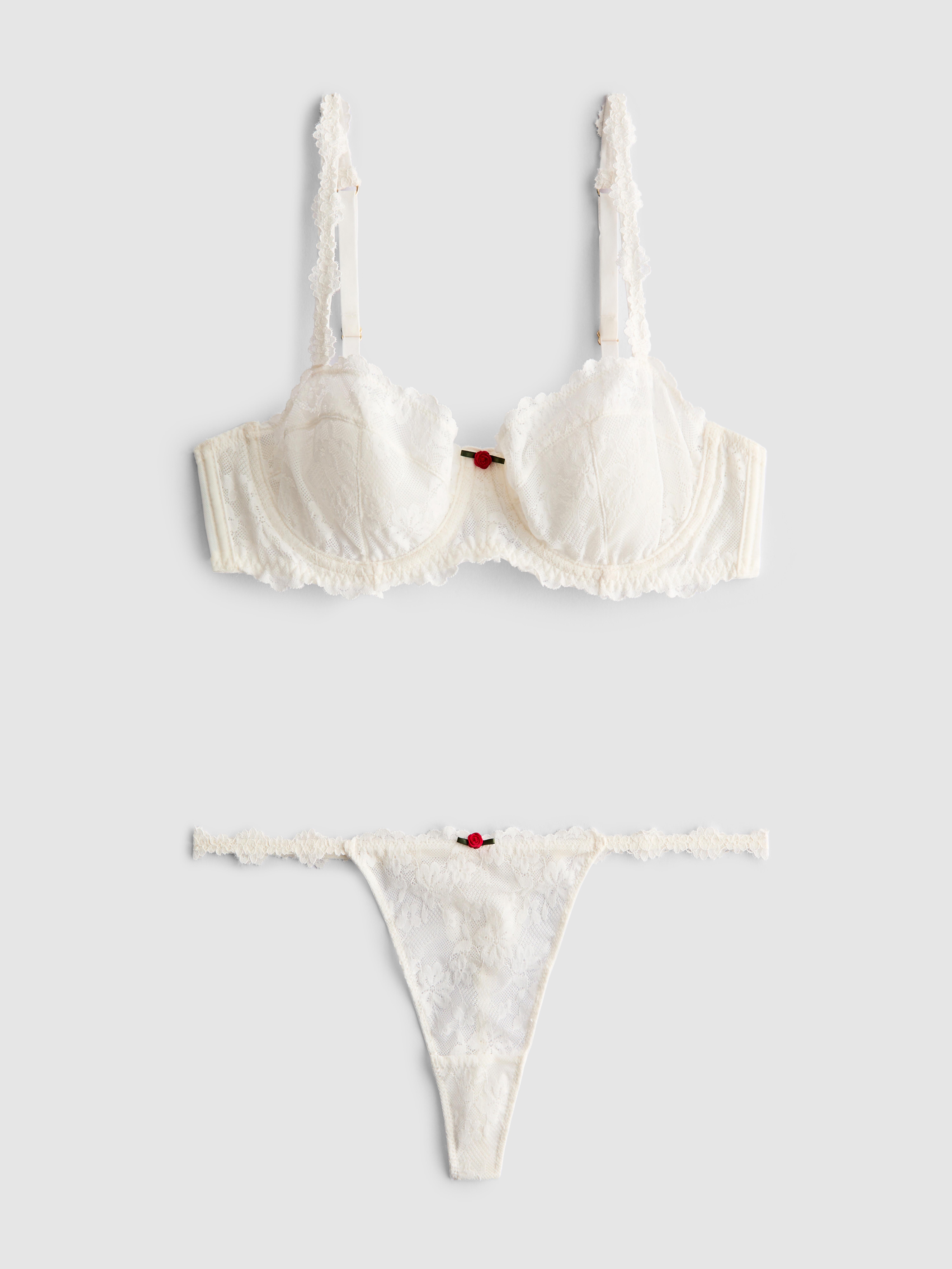 Lace Balcony Bra and Thong Set