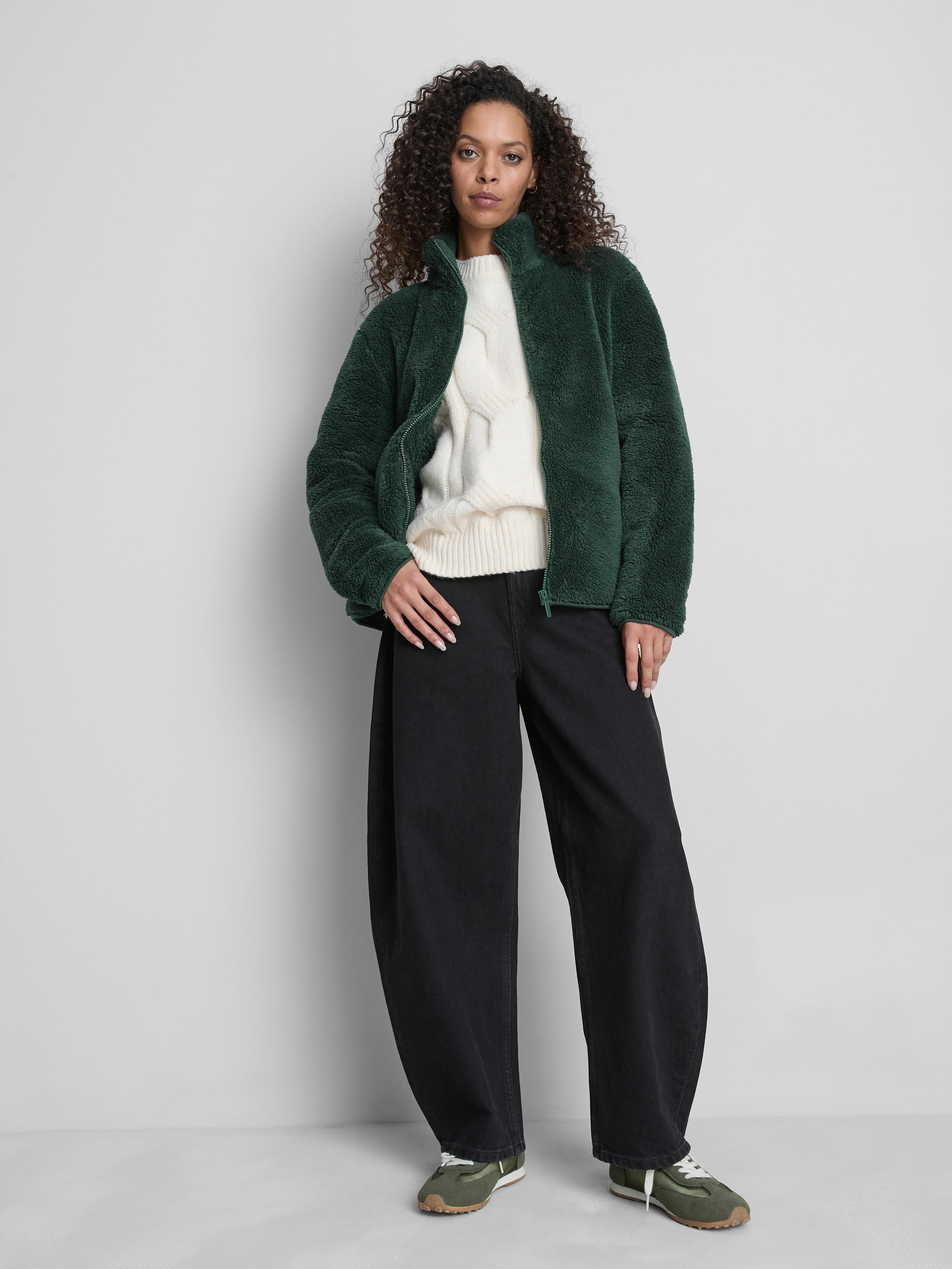 Teddy Zip Through Fleece Dark Green