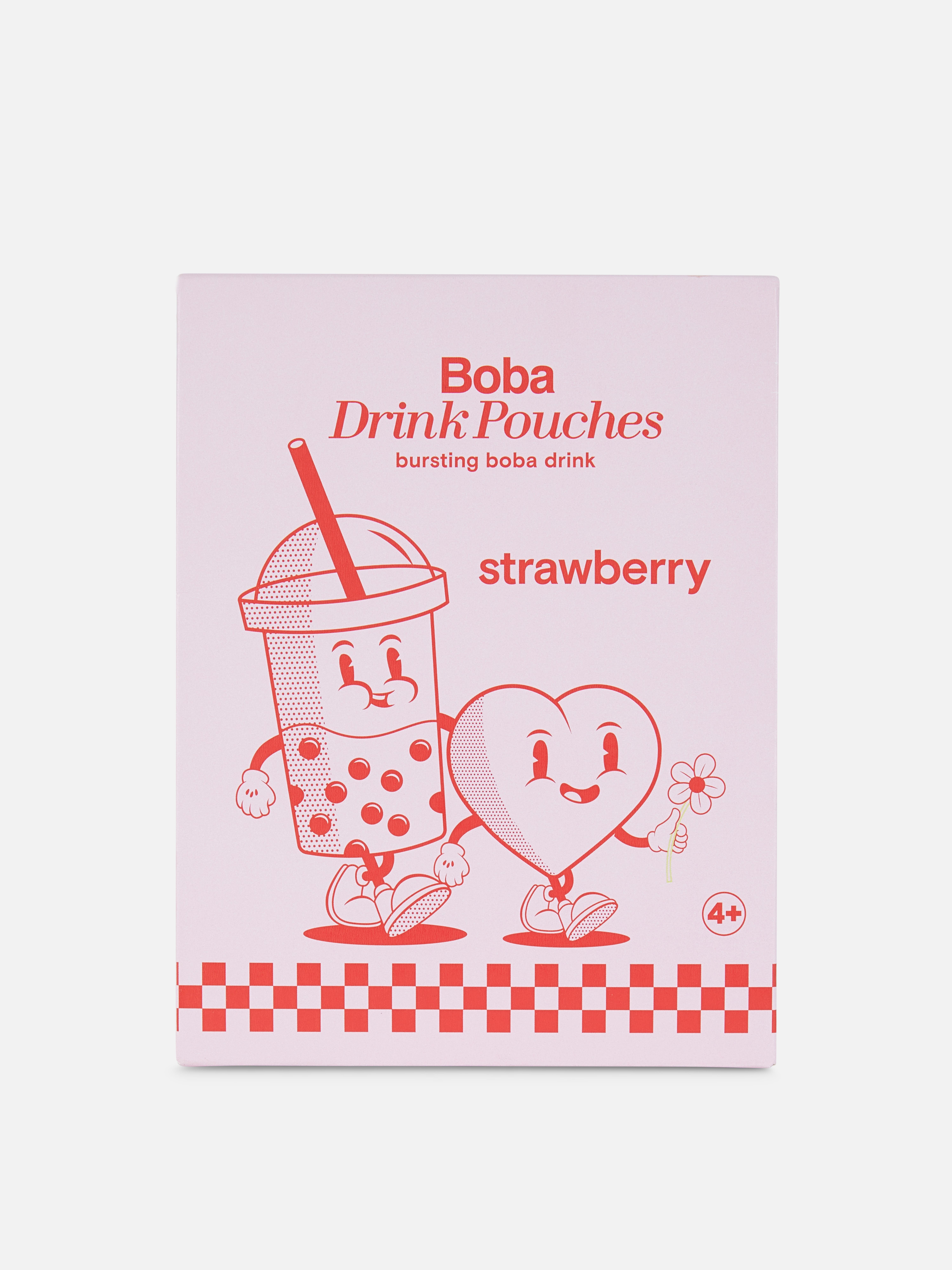Zakjes met bobadrank aardbeien