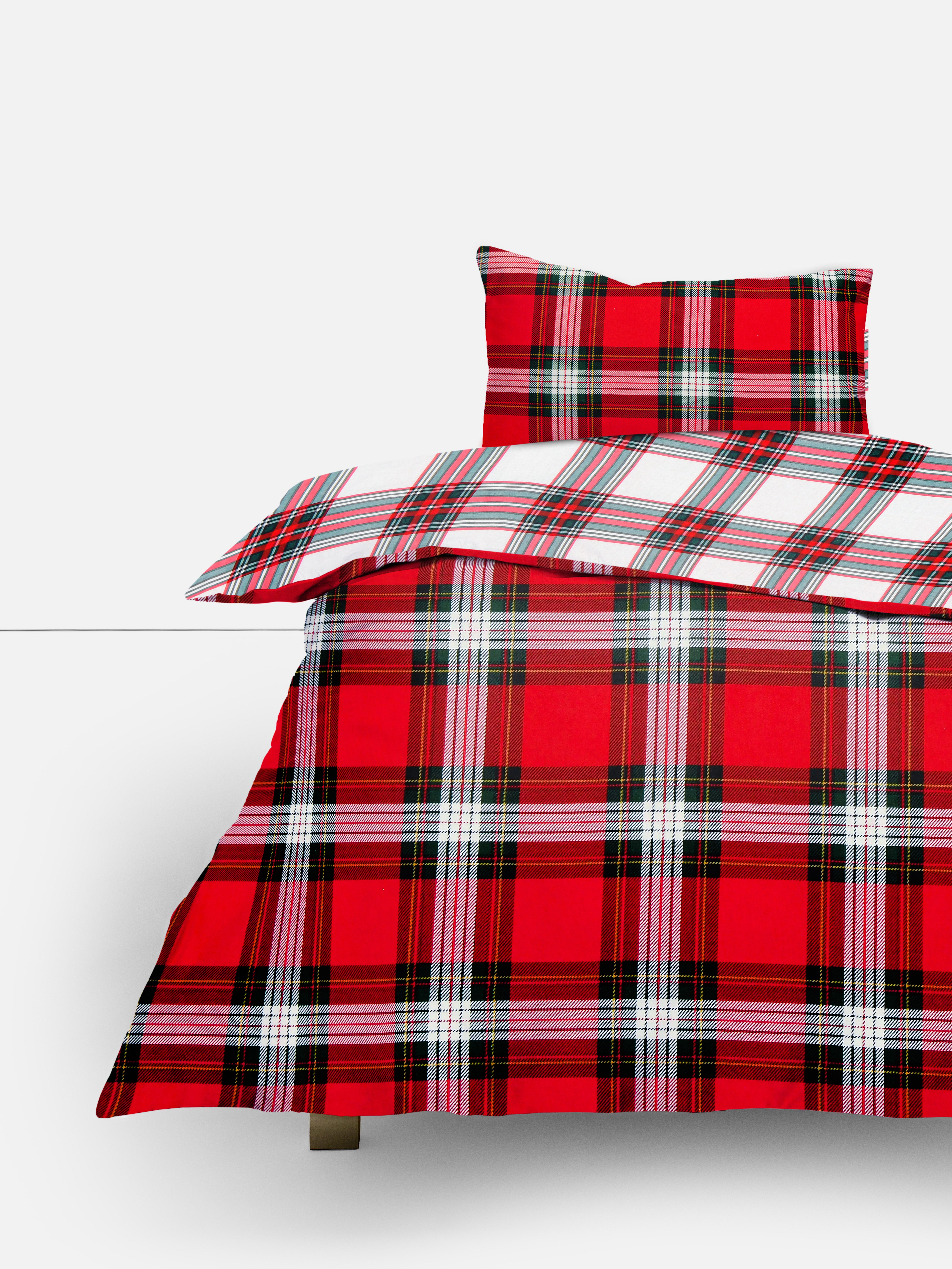 Reversible Tartan Single Duvet Cover Set